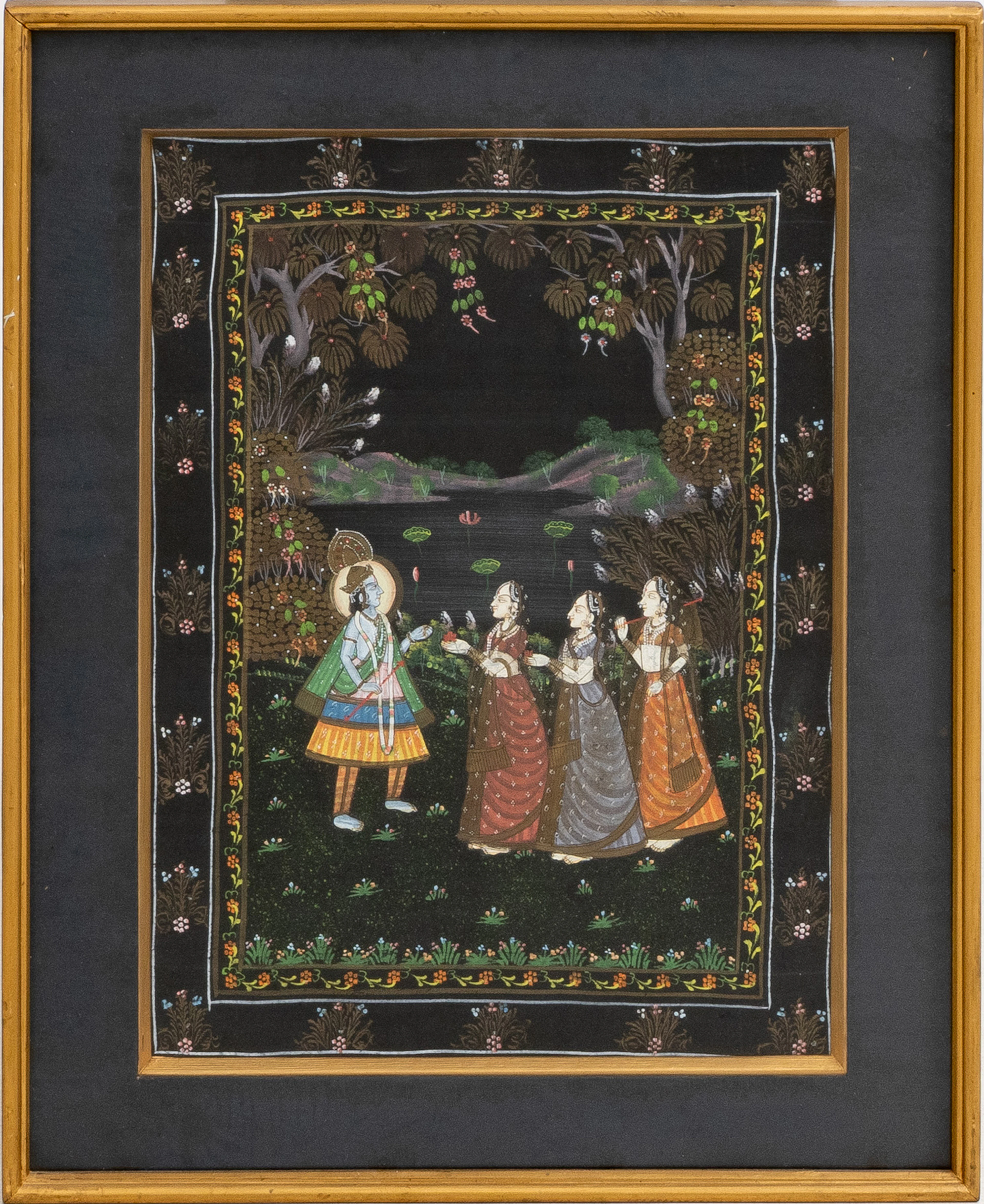 TAVLA, pintura sobre textil, oriental, década de 1900