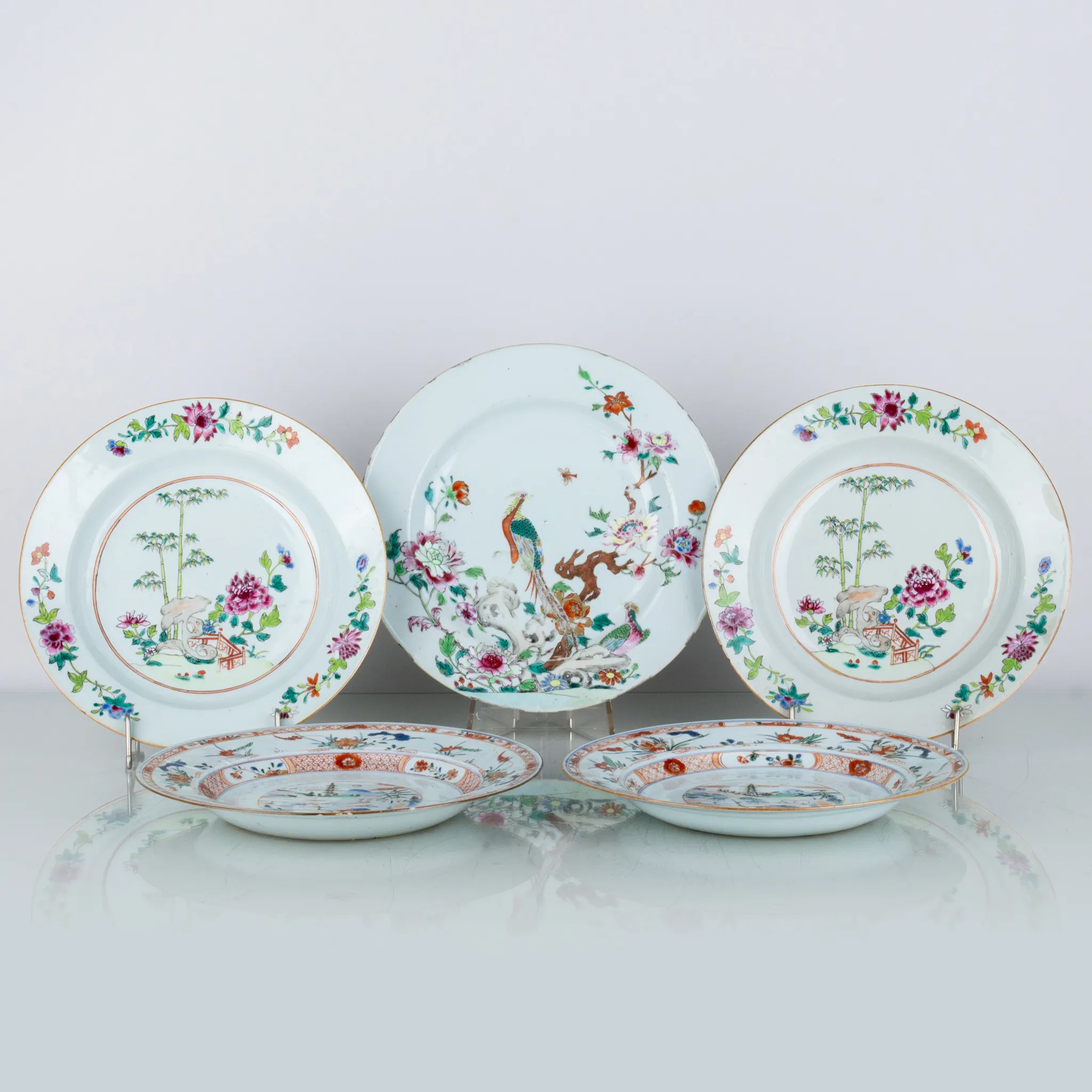 PLANCHAS, 5 piezas, porcelana, China, Qianlong (1736-1795)