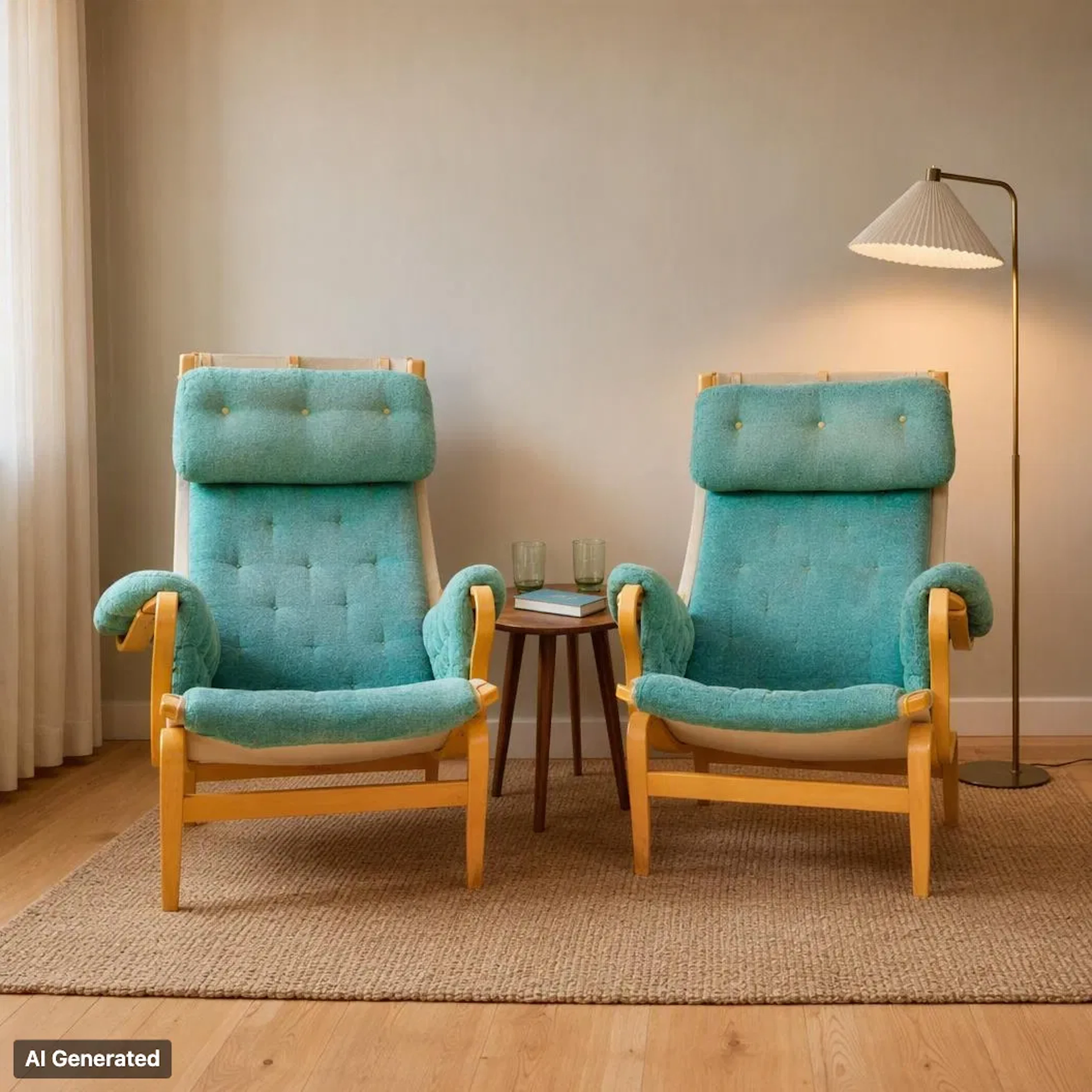 BRUNO MATHSSON, a 1 pair, "Pernilla" armchairs, the second half of the 20th century