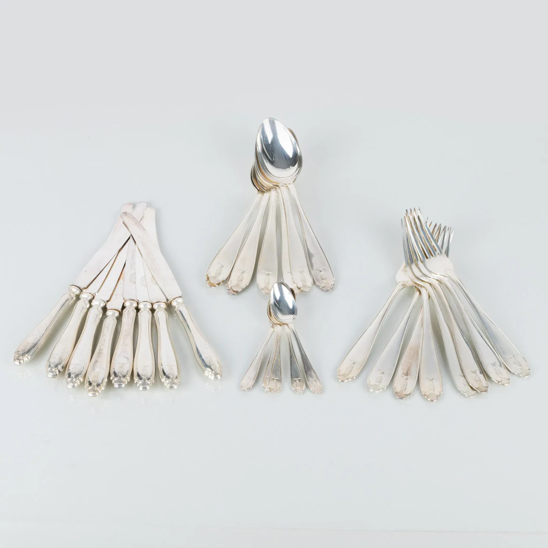 POSATE, 29 pezzi, argento, modello Wasa, GAB, blu di Stoccolma 1925