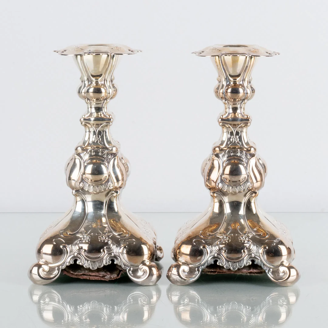 CANDLESTICKS, 1 pair, silver, rococo style, GAB 1964