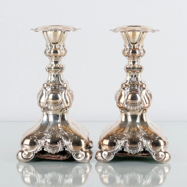 CANDLESTICKS, 1 pair, silver, rococo style, GAB 1964