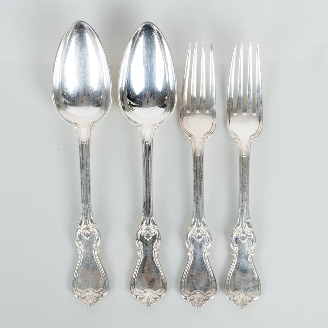 GUSTAF MÖLLENBORG, 4 piezas, plata, Estocolmo 1857