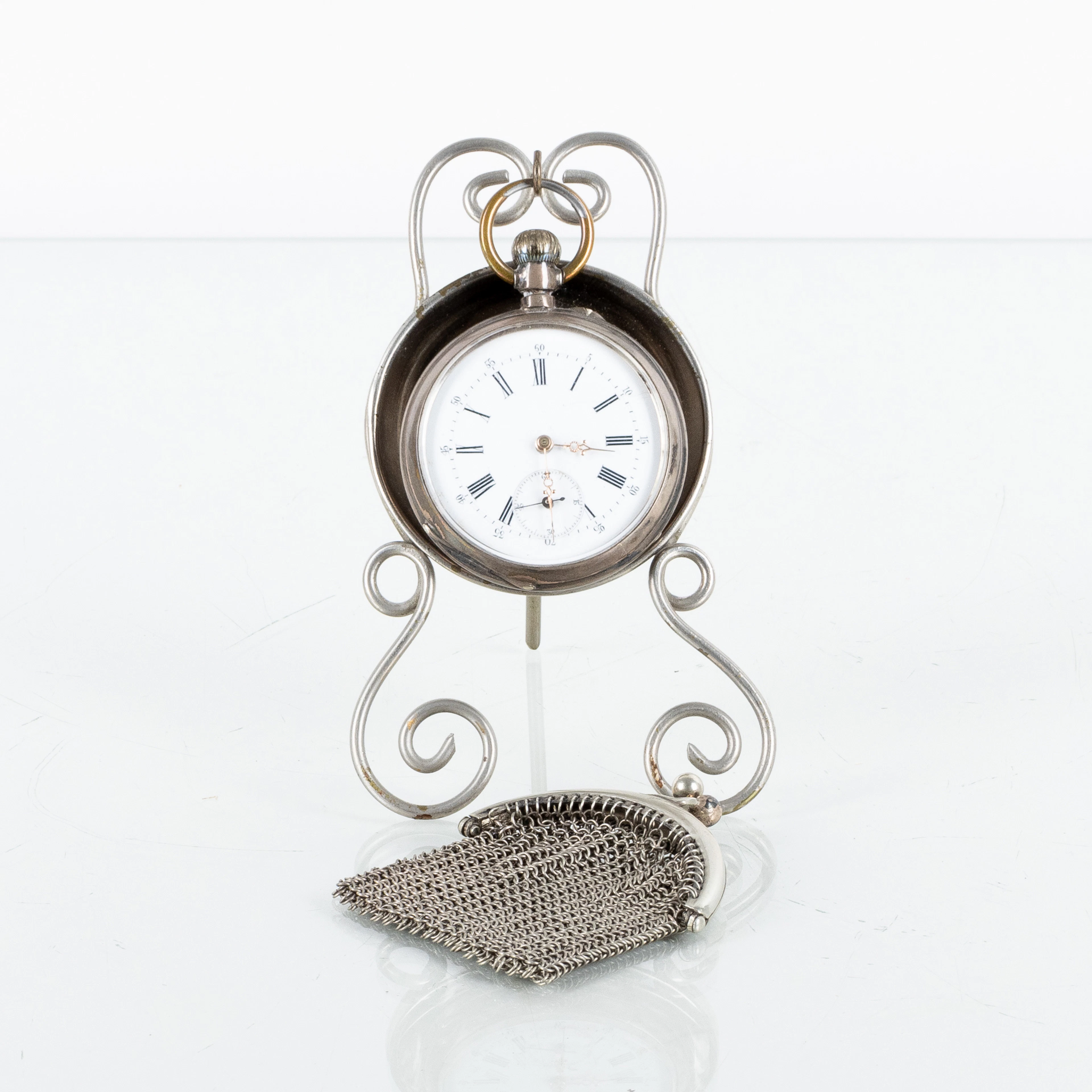 BOLSO, RELOJ DE BOLSILLO Y PERCHERO DE BOLSILLO, plata azul, 1800s/1900s