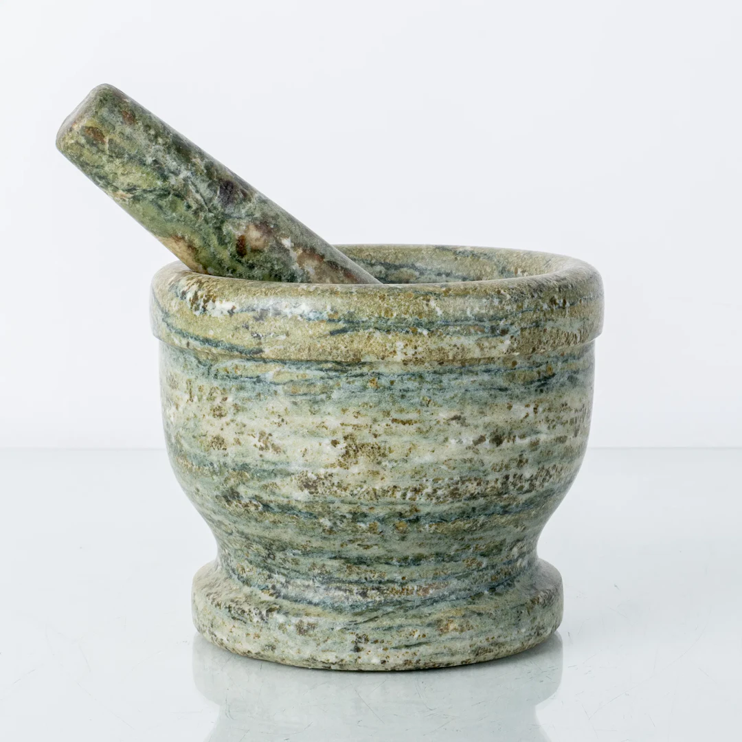 MORTAR, with pestle, Kolmård marble, 1900s
