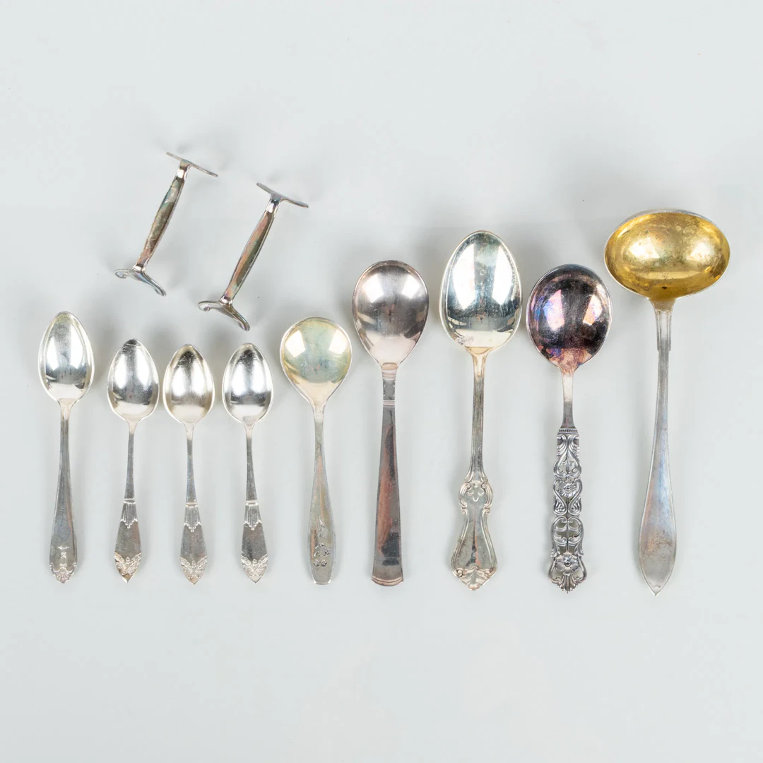 CUBIERTOS DE PLATA, 11 piezas, plata, siglo XX