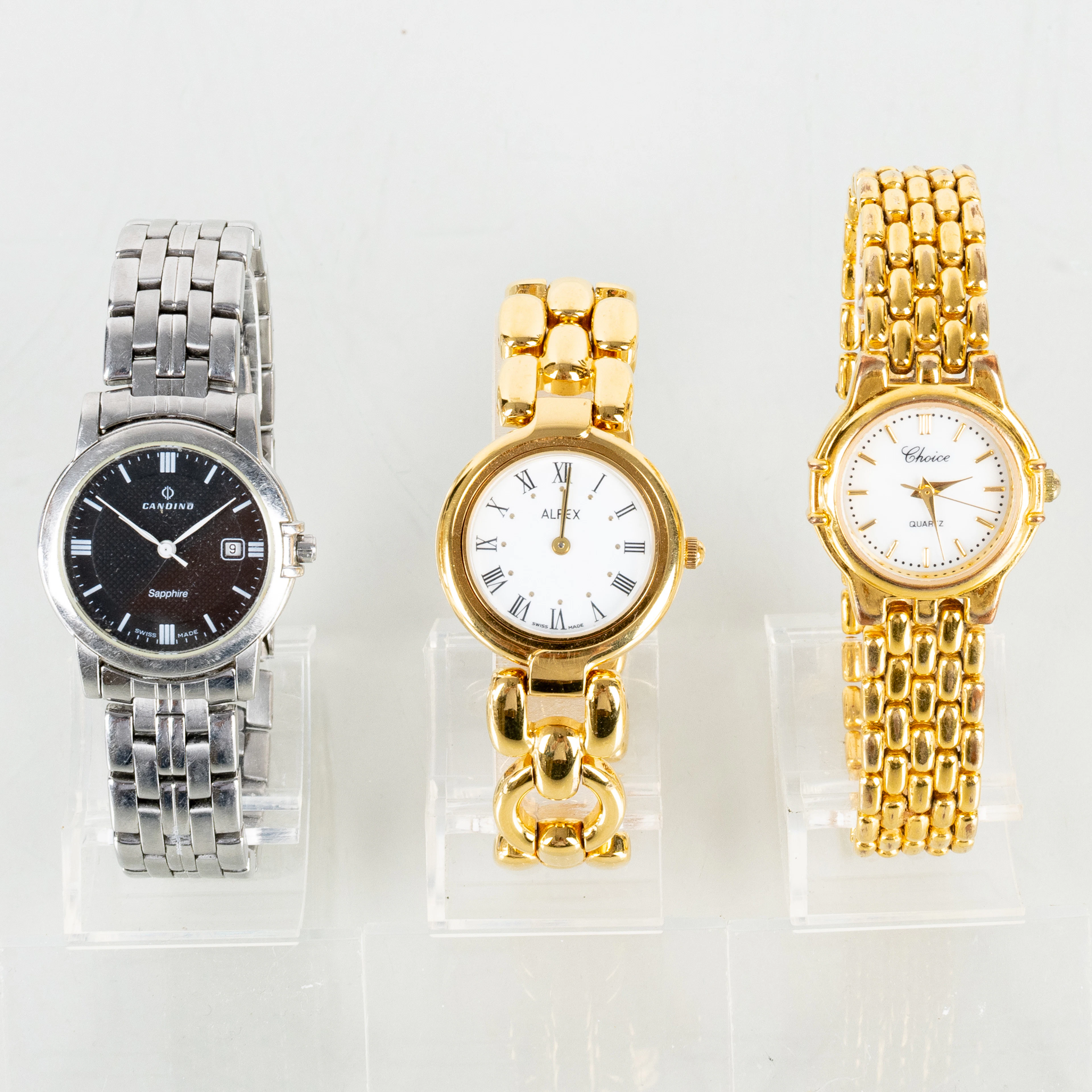 OROLOGI DA POLSO DA DONNA, 3 pz, movimento al quarzo, 1900/2000