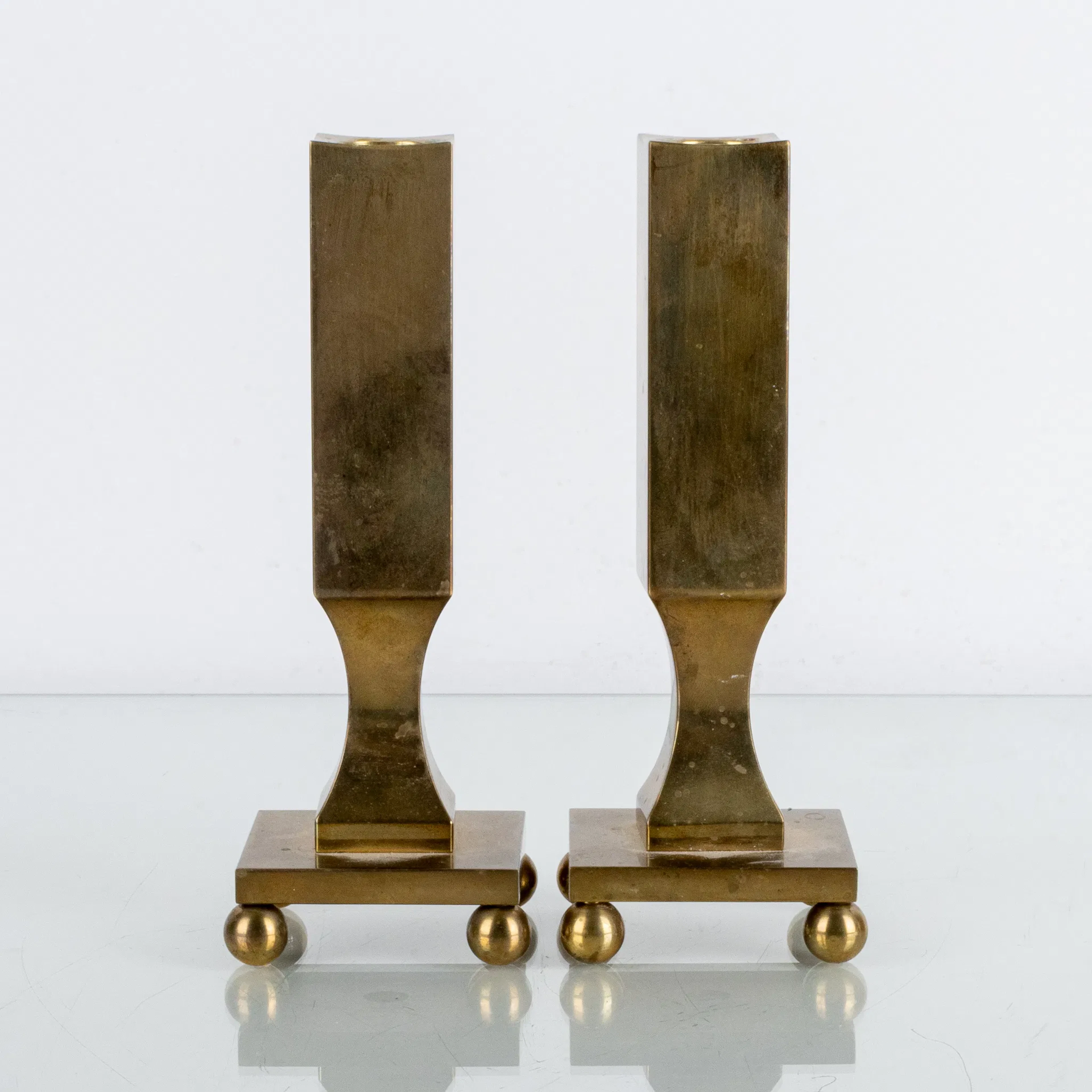 CANDELABRI, 1 paio, ottone, ottone vallone, 1984