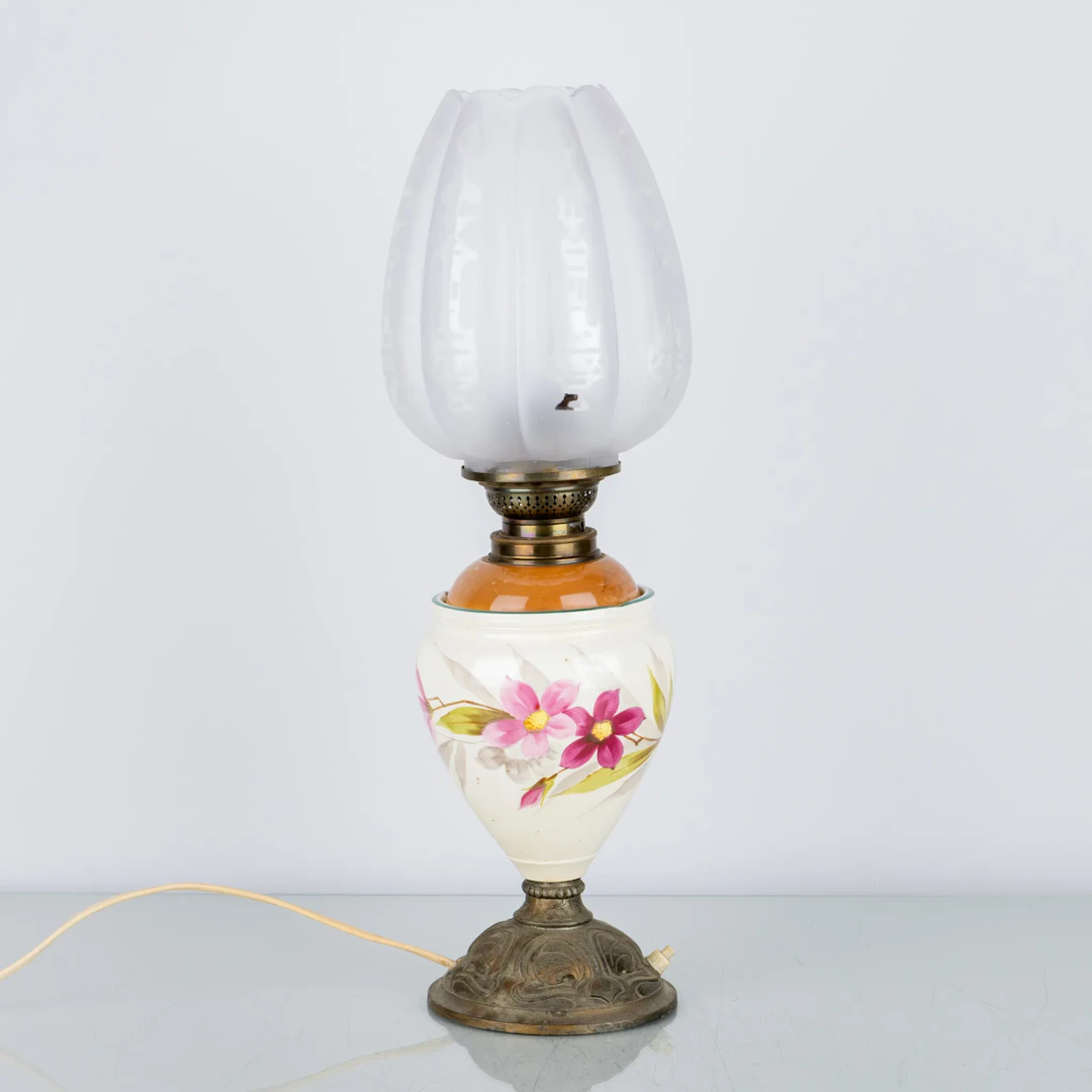 TABLE LAMP, ceramic and metal, 1900s