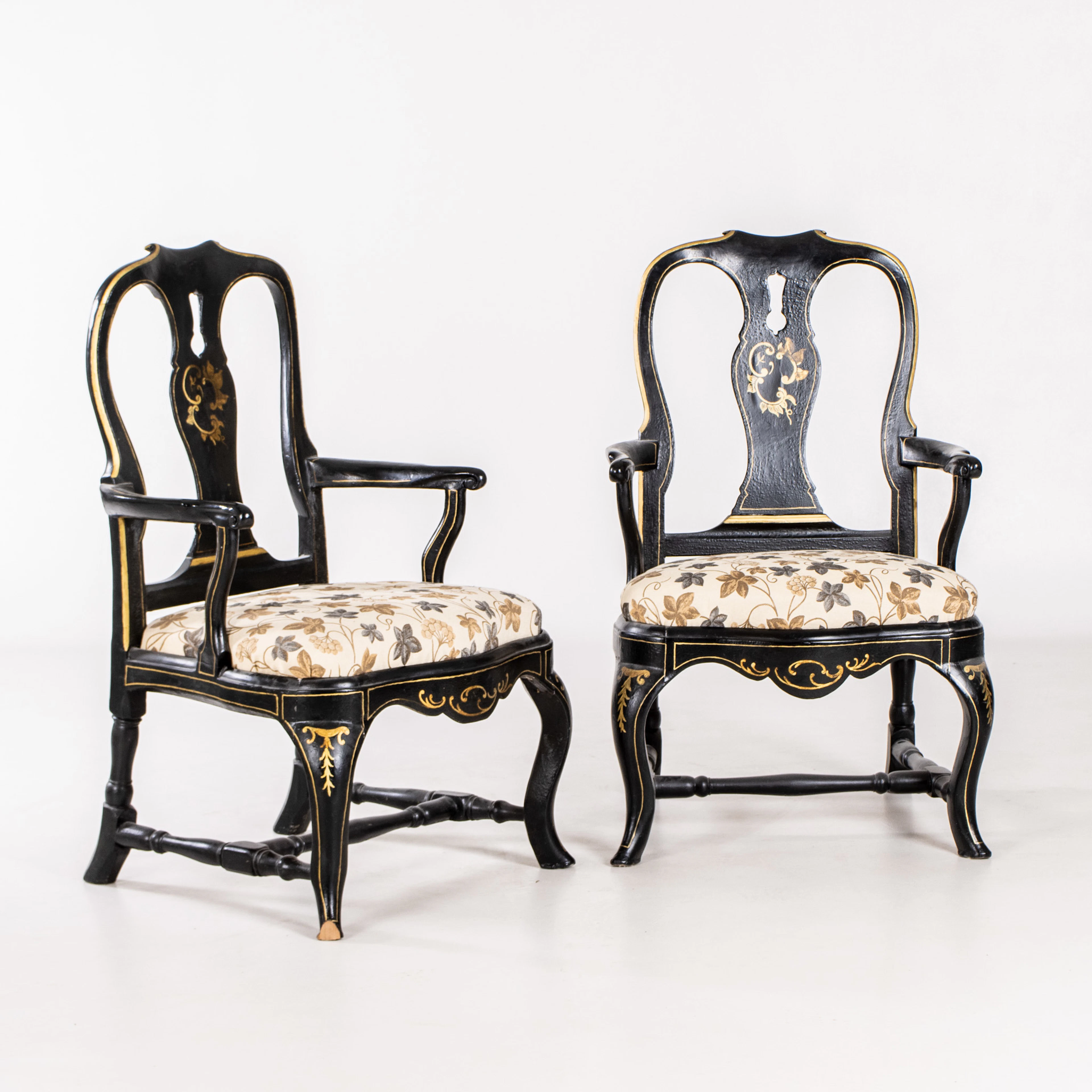 ARMCHAIRS, 1 pair, rococo, 1700s, Sweden