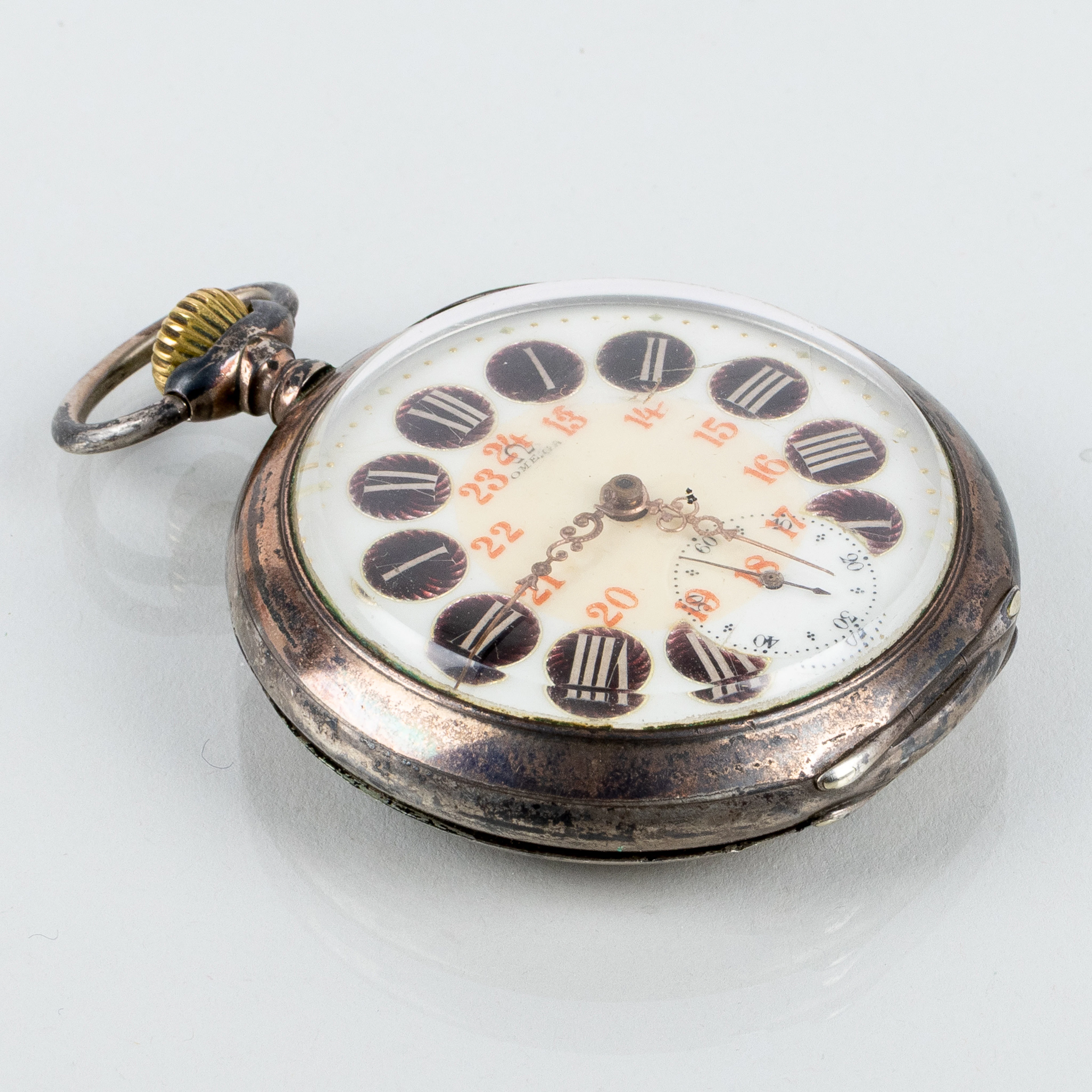 RELOJ DE BOLSILLO, Omega, plata, la primera mitad del siglo XX