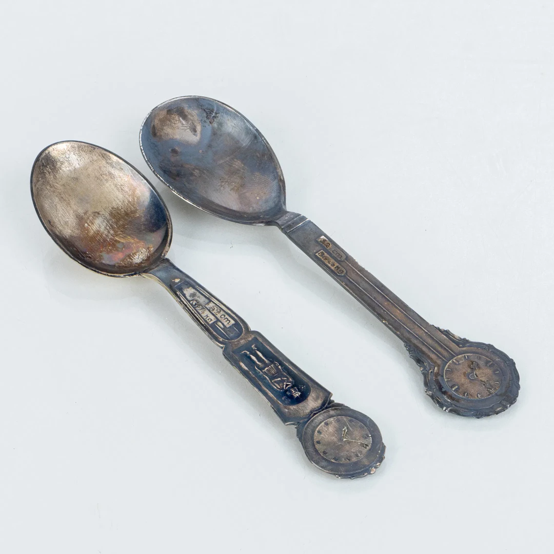 SPOONS, 2 pcs, silver, K&EC 1950 and 1972