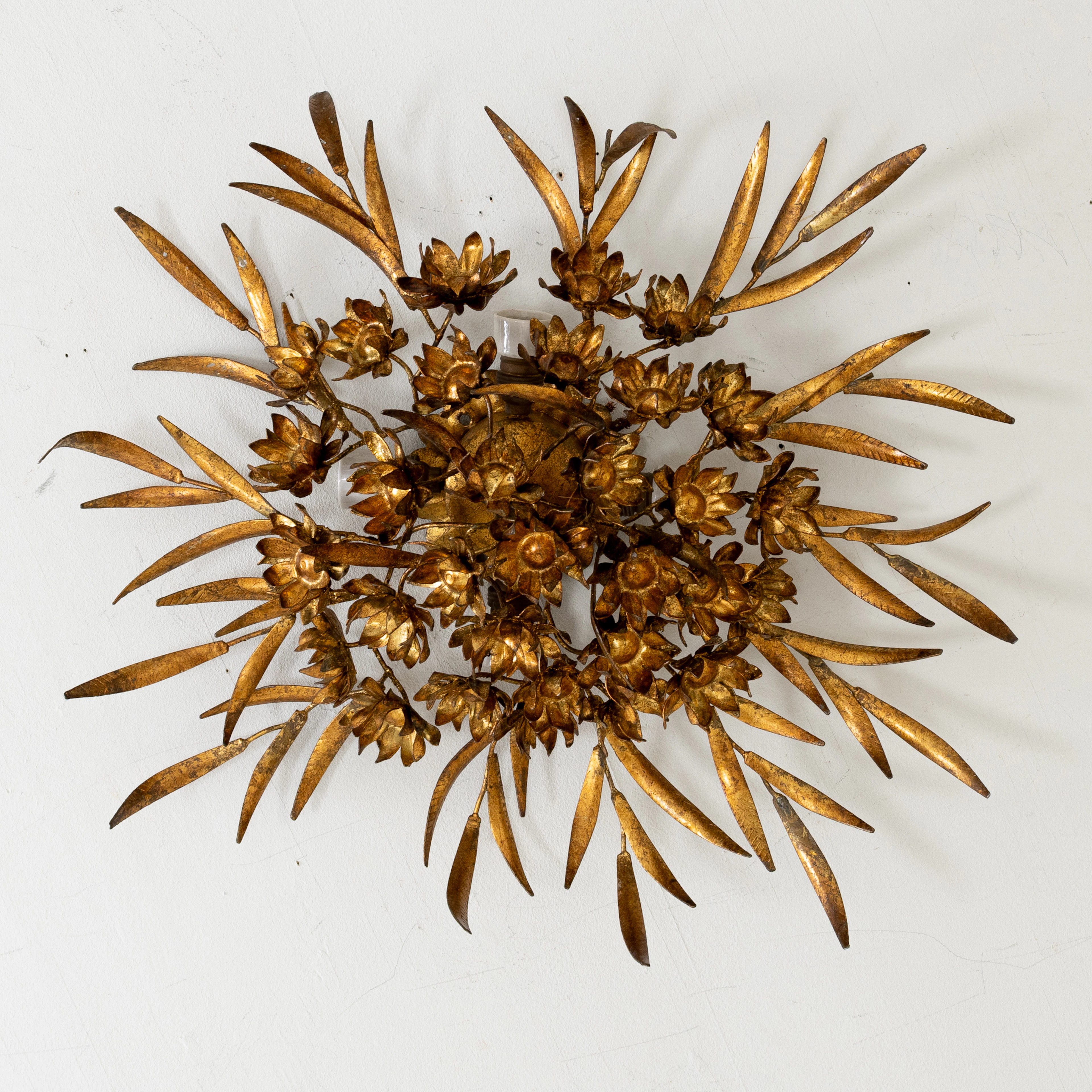 CEILING/WALL LAMP, bronzed metal, probably Italy, 1970s/80s