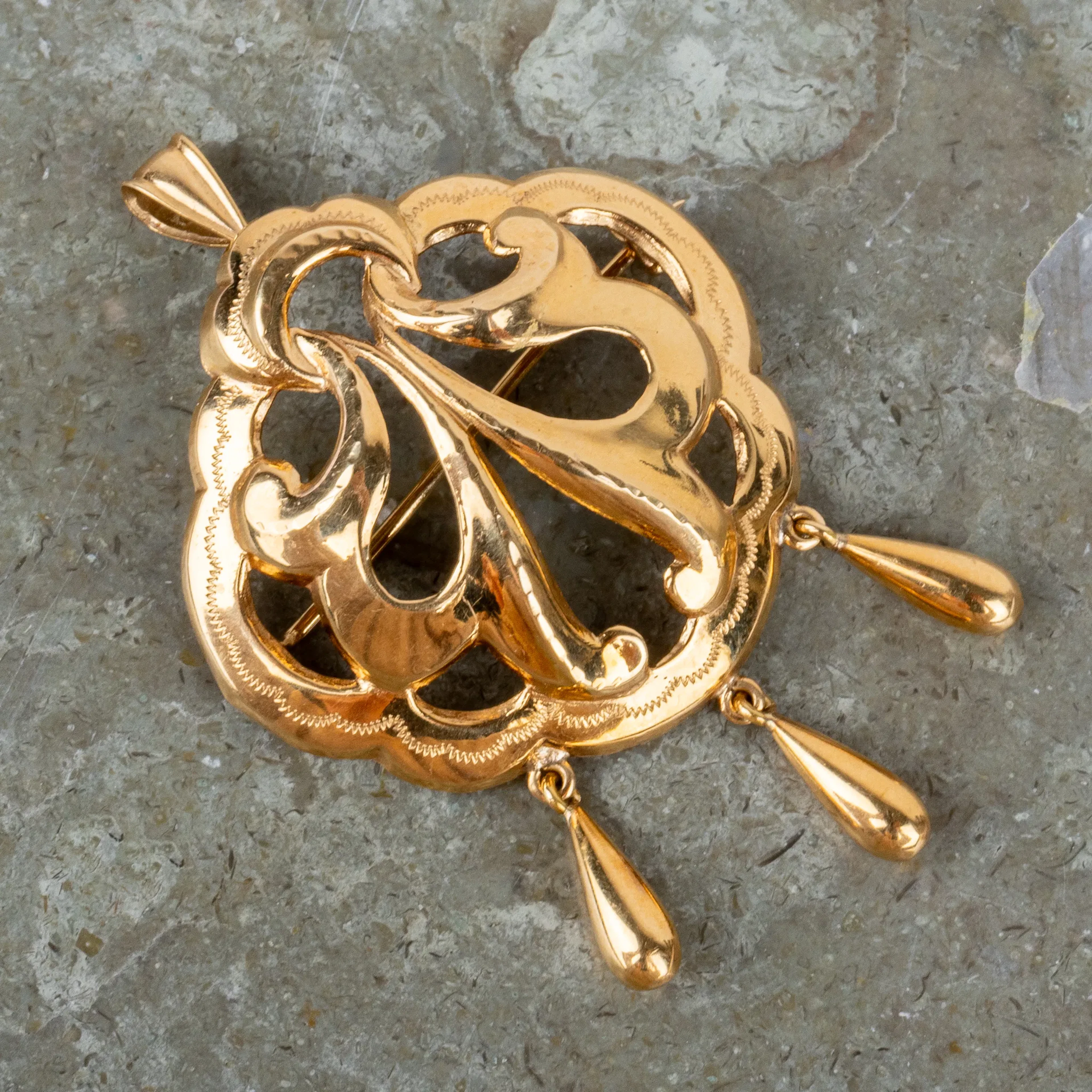 PENDENTE, oro 18k, con spilla a spilla