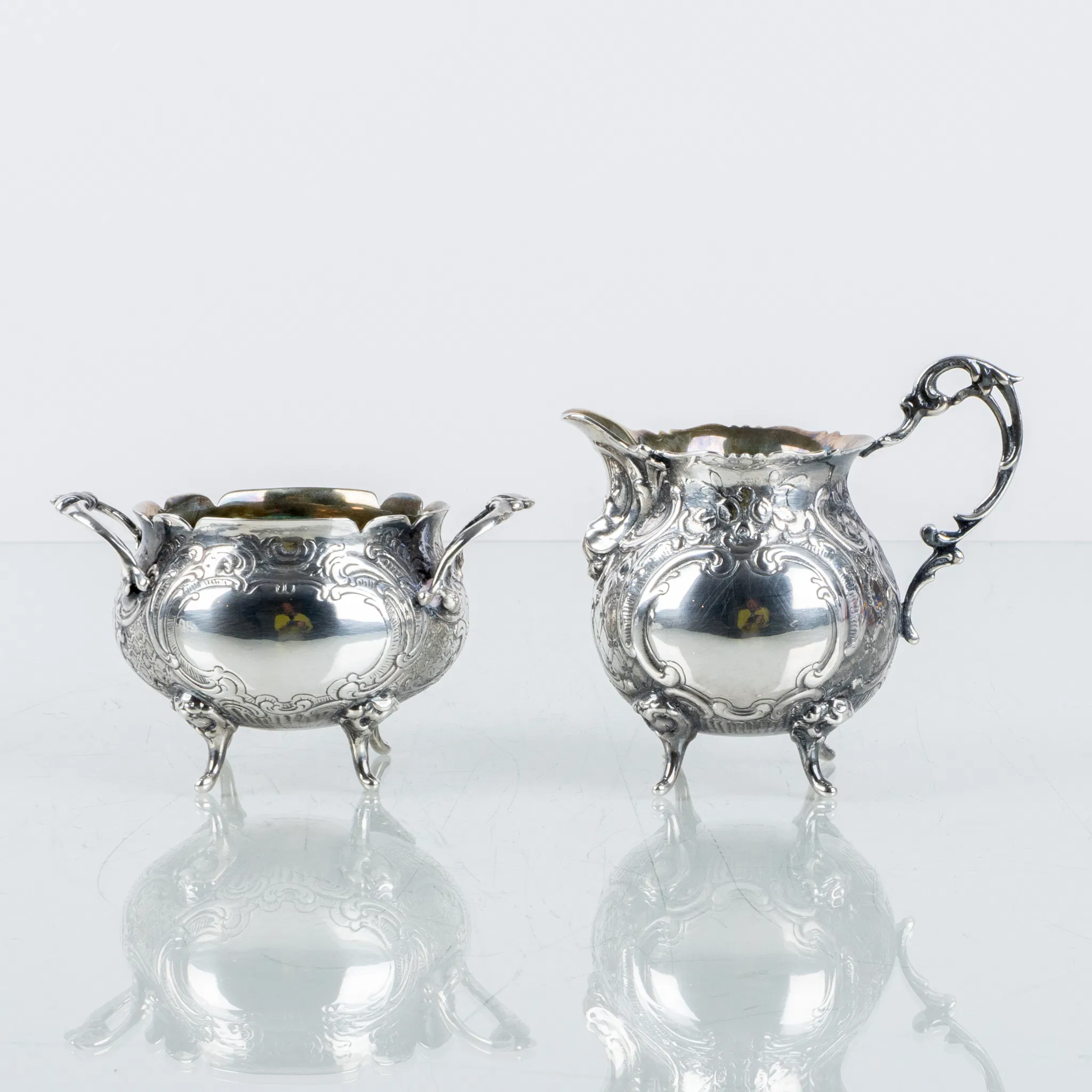 AZÚCAR Y JARRA DE NATA, plata, Gewe, 1930