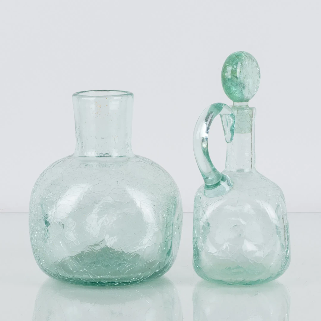 TURE BERGLUND, un jarrón y jarra de cristal, la fábrica de vidrio de Estocolmo, Skansen