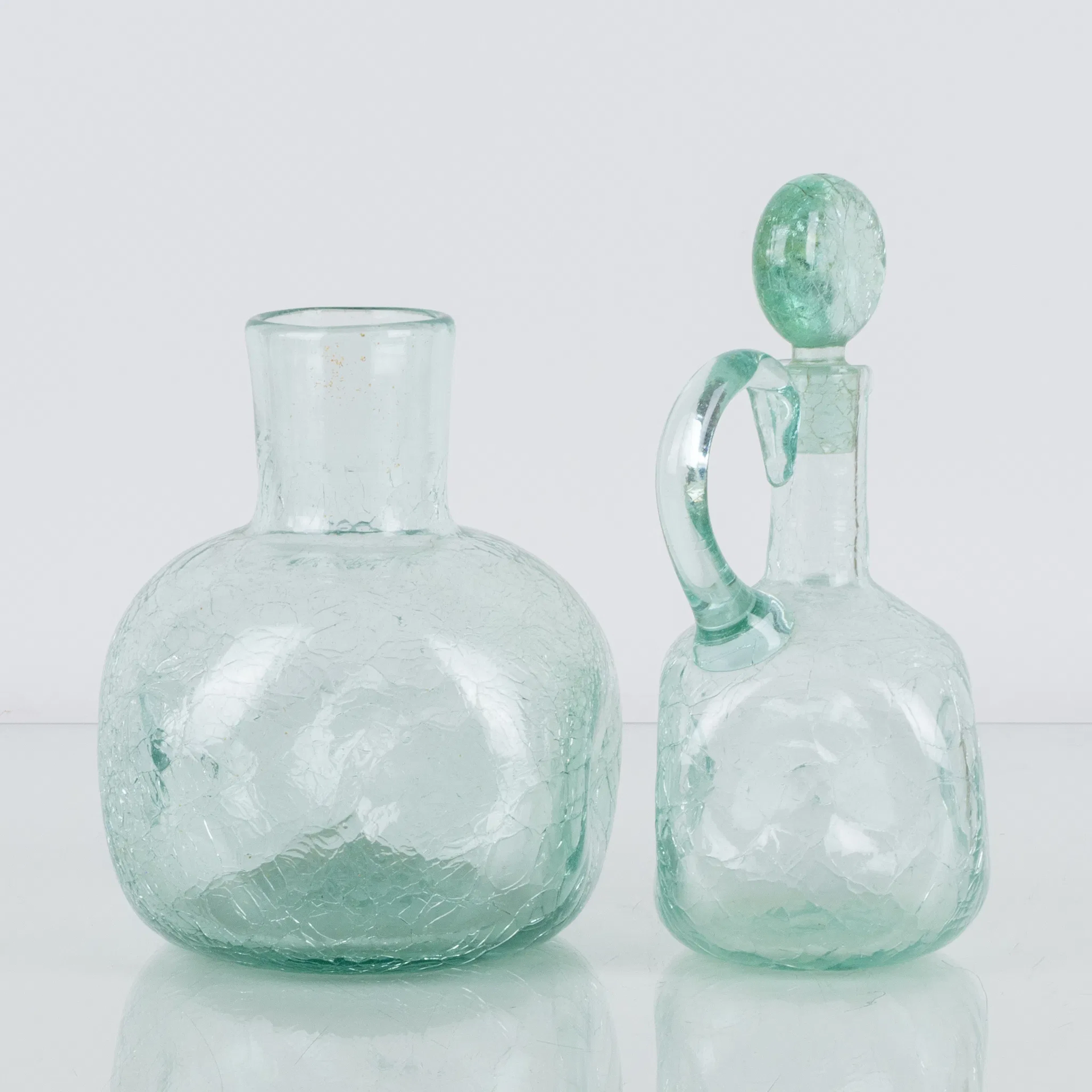 TURE BERGLUND, un jarrón y jarra de cristal, la fábrica de vidrio de Estocolmo, Skansen