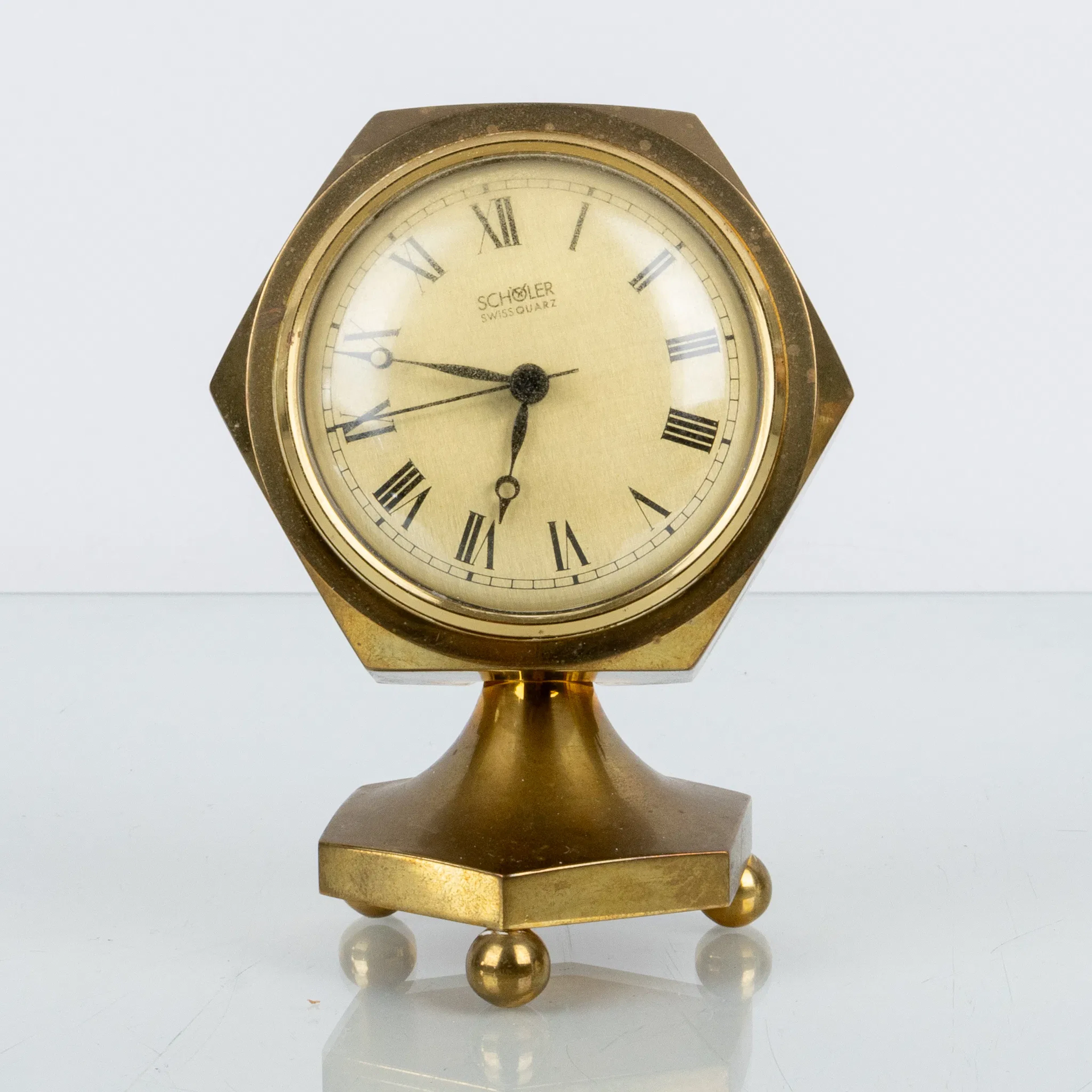 OROLOGIO DA TAVOLO, ottone, Metallslöjden Gusum, 1988