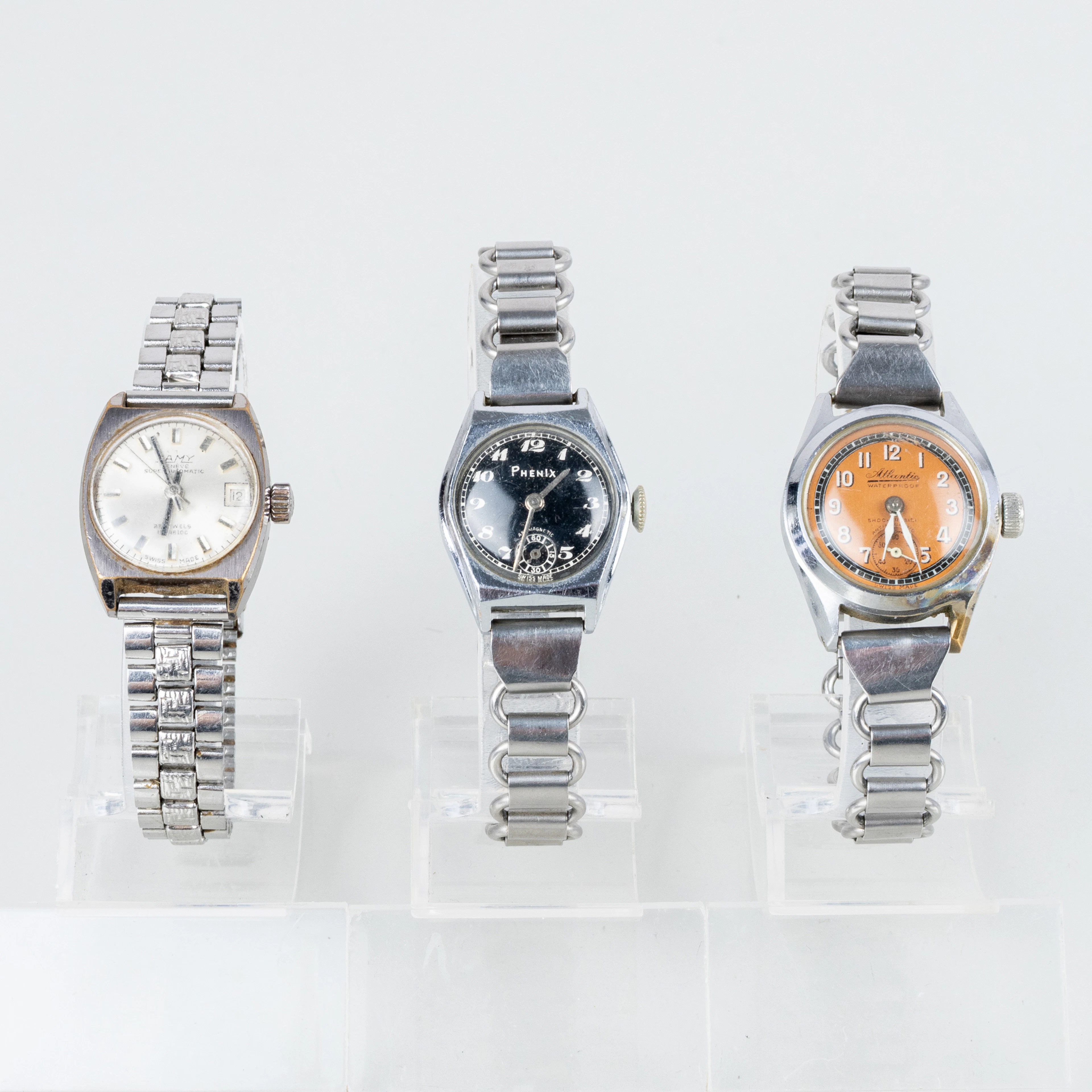 RELOJES de PULSERA, 3 piezas, acero, Camy Superautomático, Atlantic y Phenix
