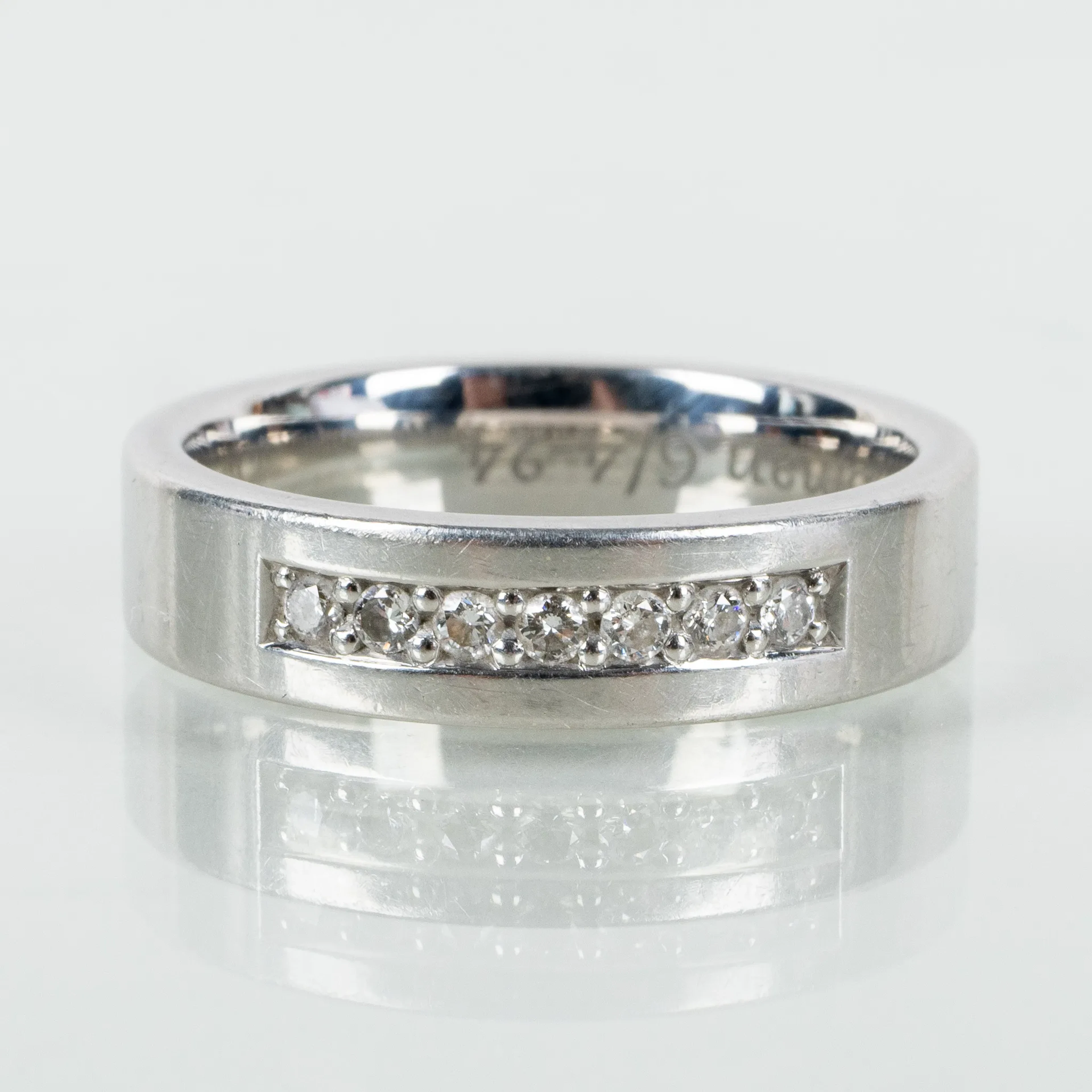 RING, platino, con 7 diamanti tagliati brillantemente, totale 0,14 ct, gioielli Schalins