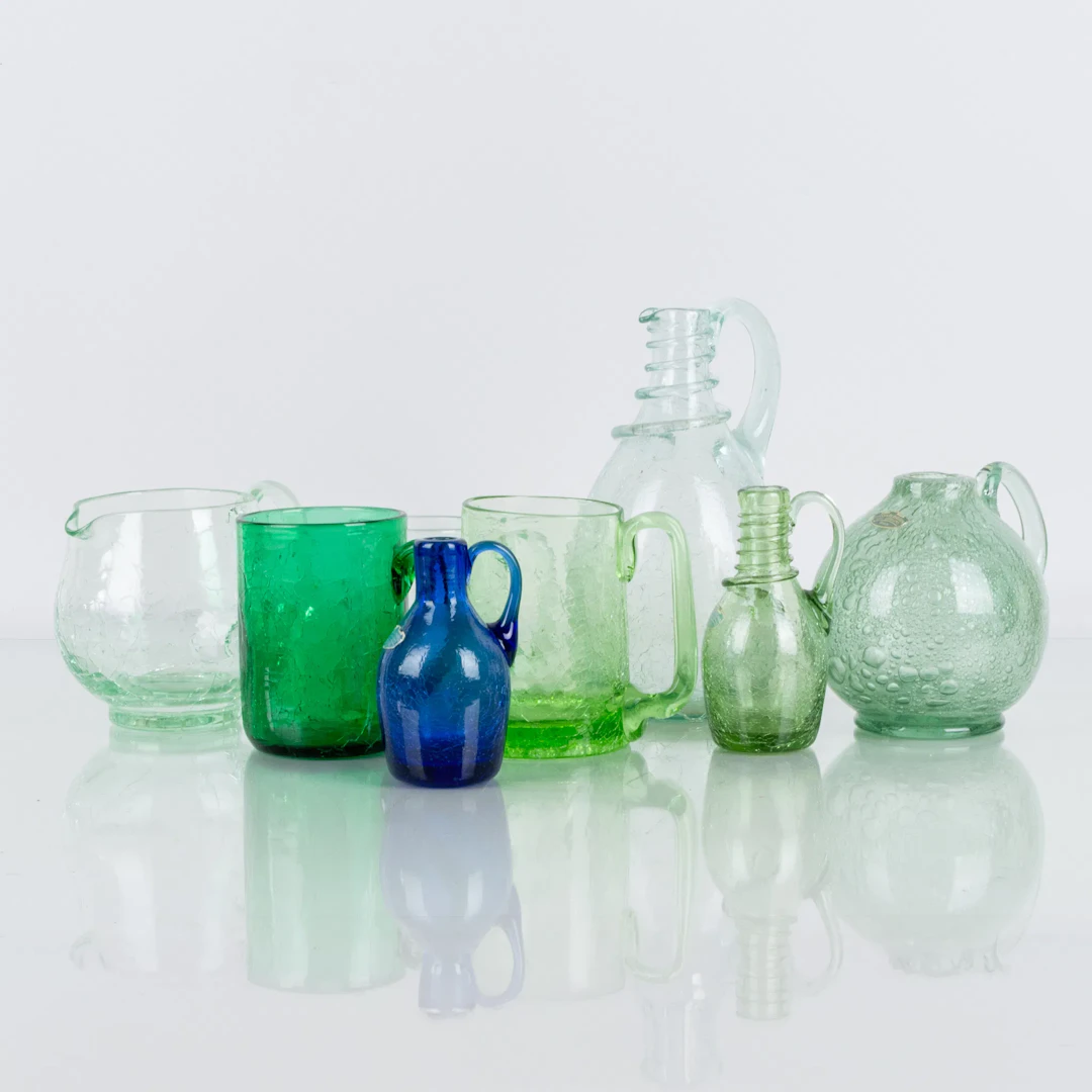 OBJETOS DE CRISTAL, 8 piezas, el llamado vidrio skansen, entre otros Ture Berglund, Estocolmo