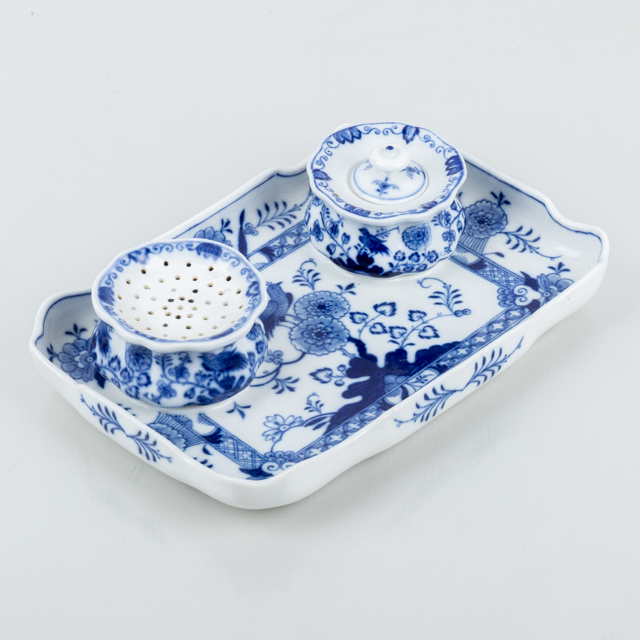 TINTERO, PORCELANA, PATRÓN CEBOLLA, Meissen, Alemania