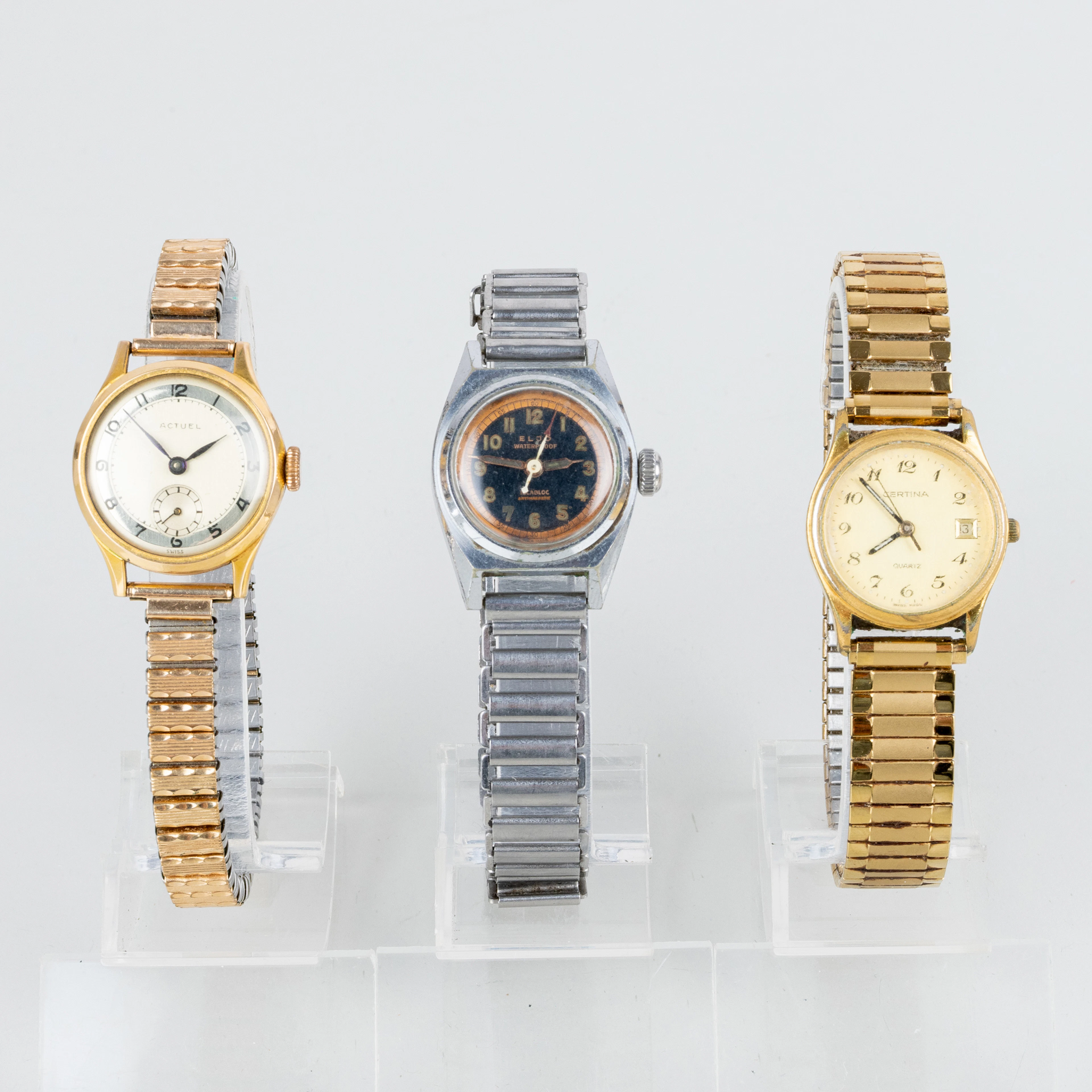 WRISTWATCHES, 3 pcs, Actuel, Certina and Eljo, 1900s