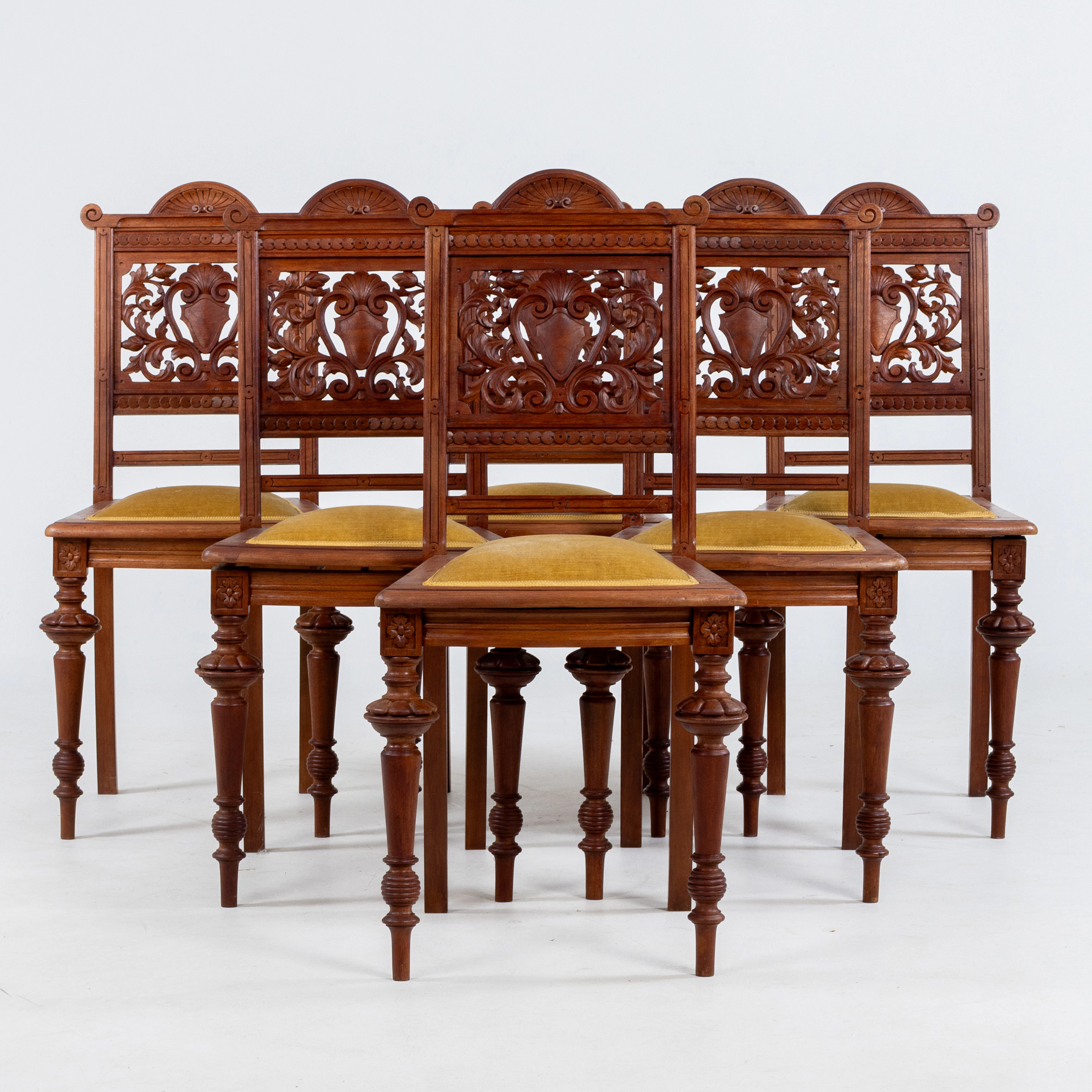 SILLAS DE COMEDOR, 6 piezas, roble, alrededor de 1900