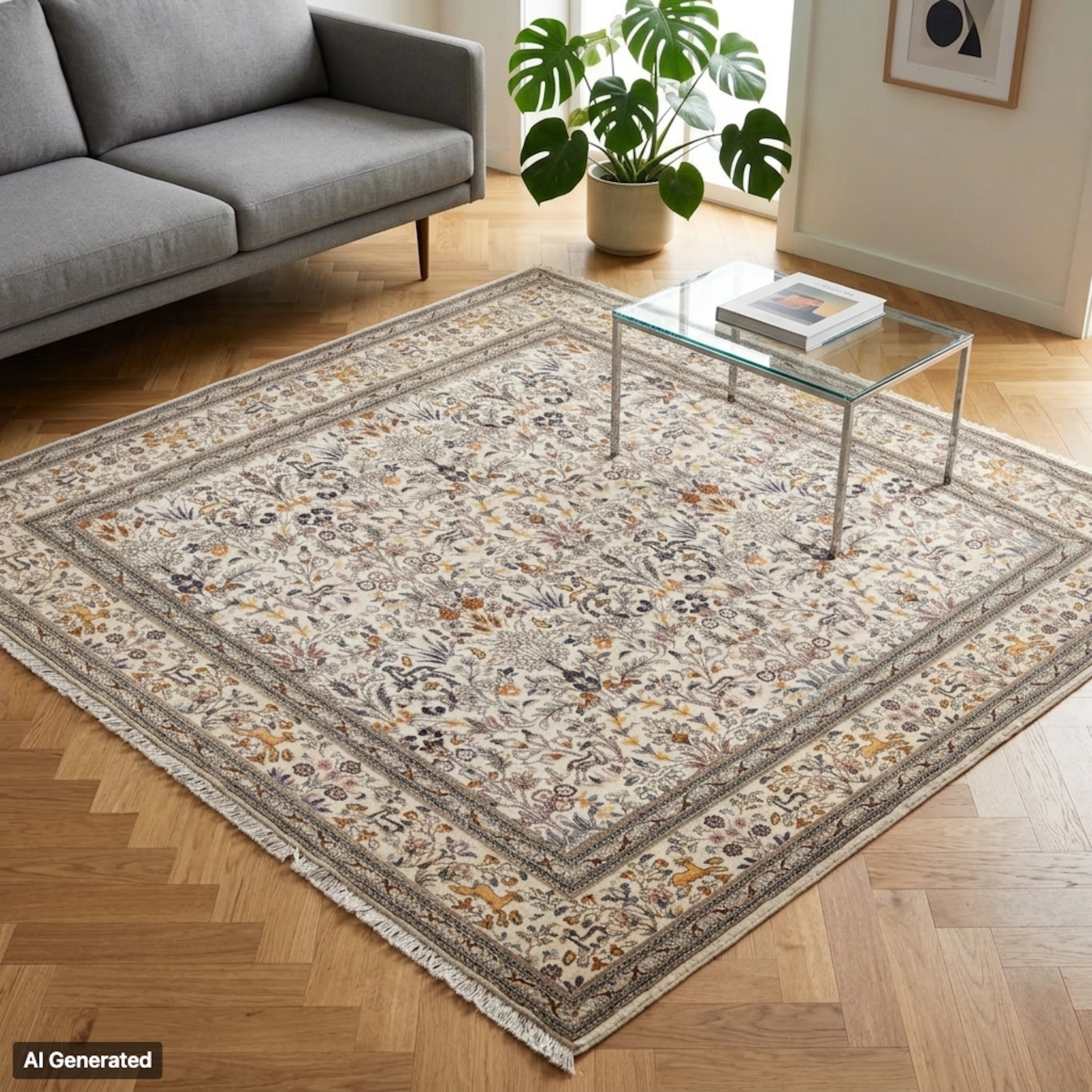 ORIENTTEPPICH, Täbriz, figürlich, ca. 210 x 205 cm