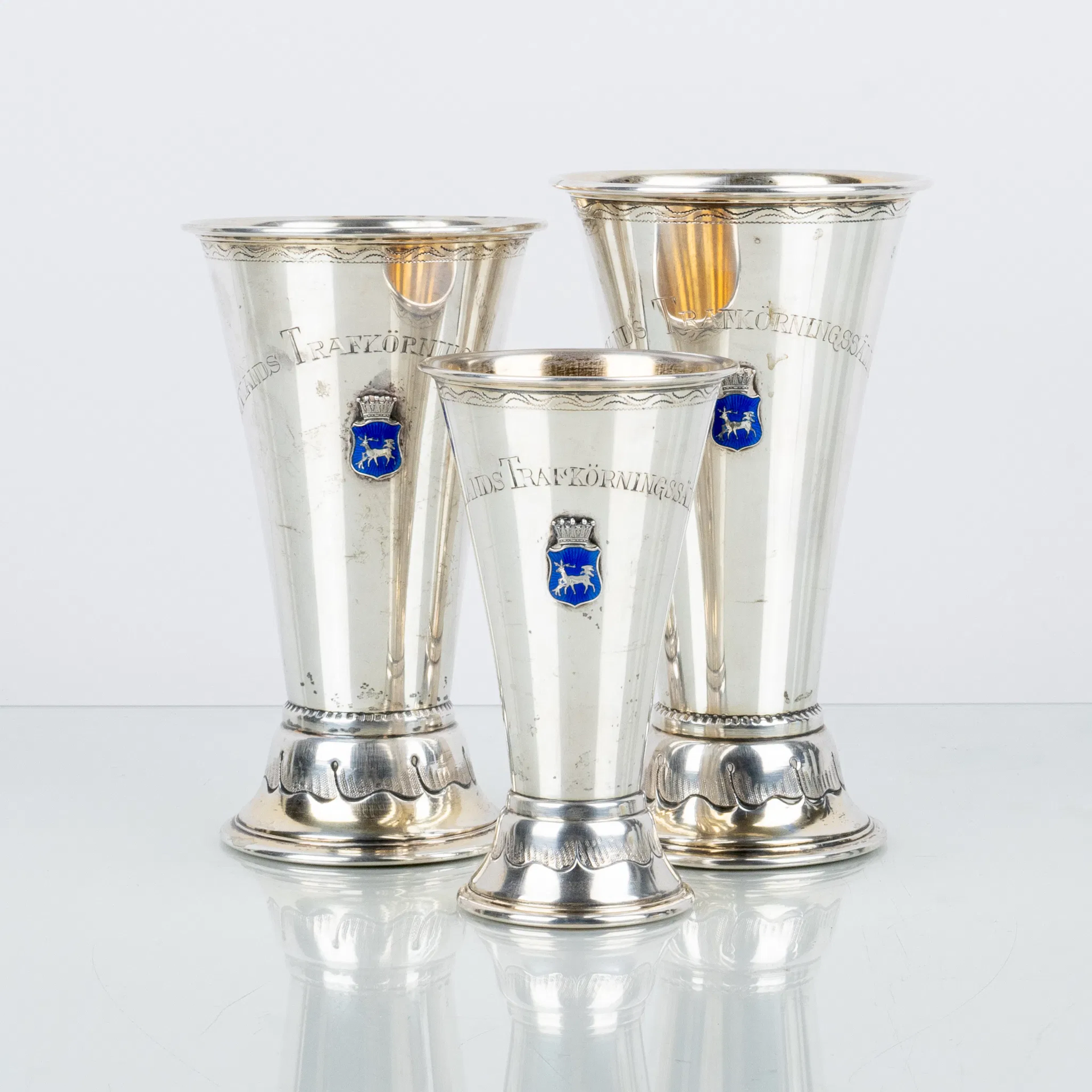 JARRONES/TAZAS, 3 piezas, plata, B Erlandsson 1911