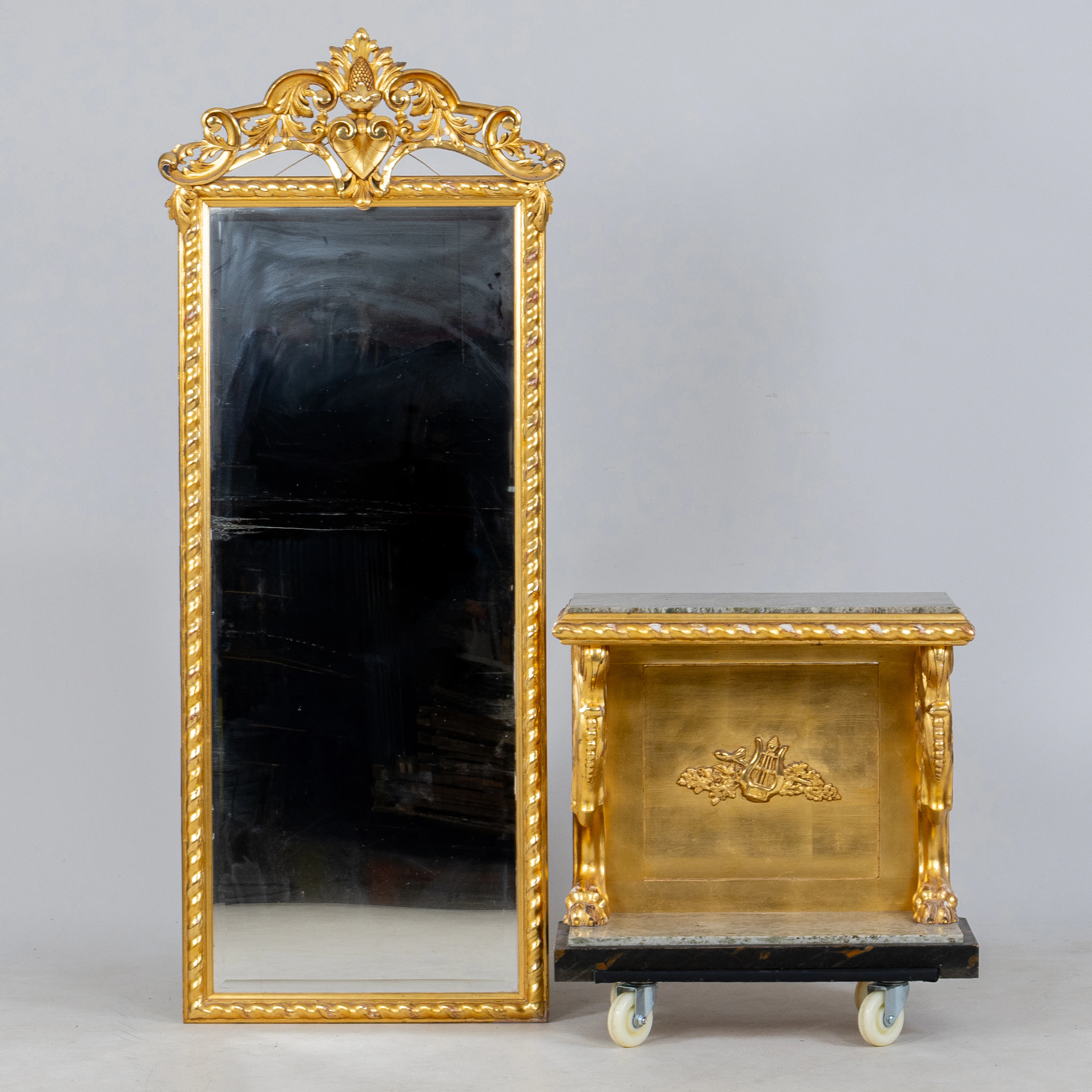 SPECCHIO CON TAVOLO CONSOLLE, ANNI 1800/1900
