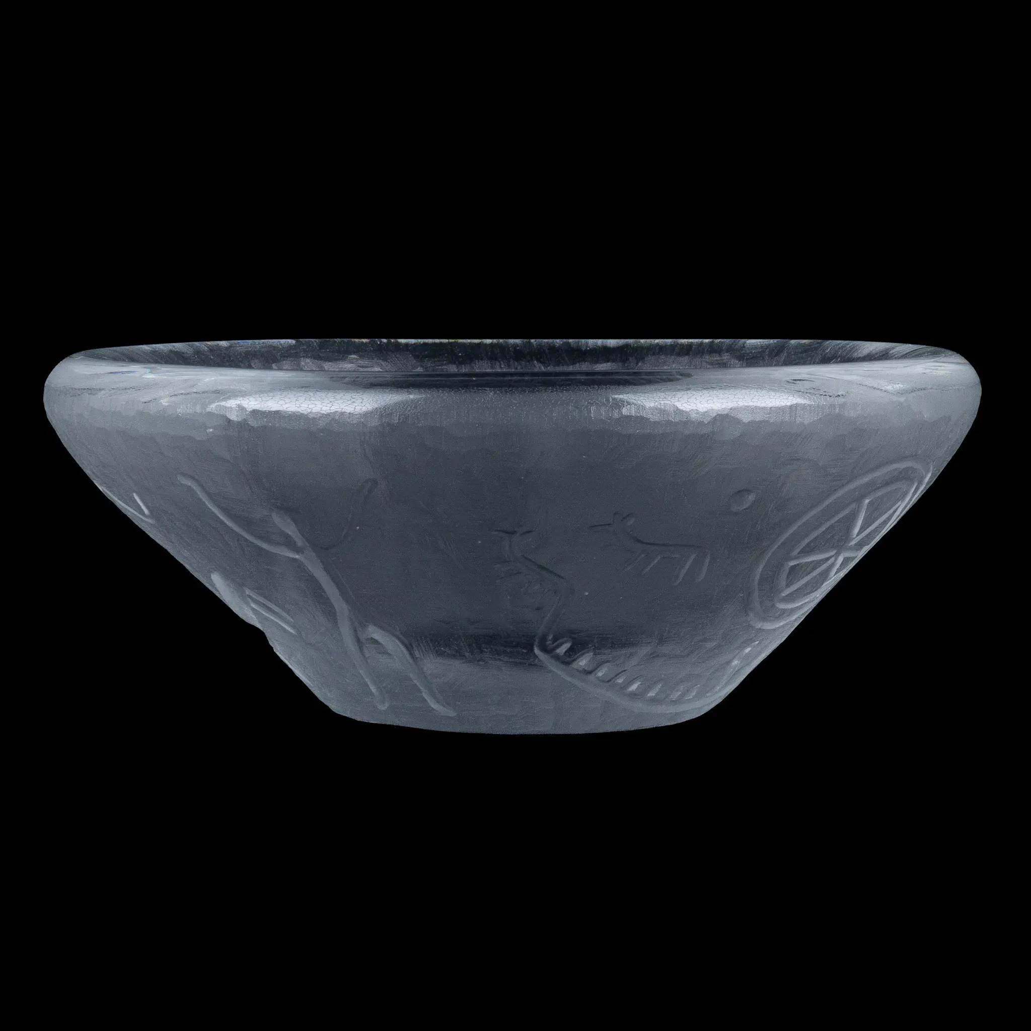 VICKE LINDSTRAND, skål, glas, "Hällristningar", Kosta, 1960-tal
