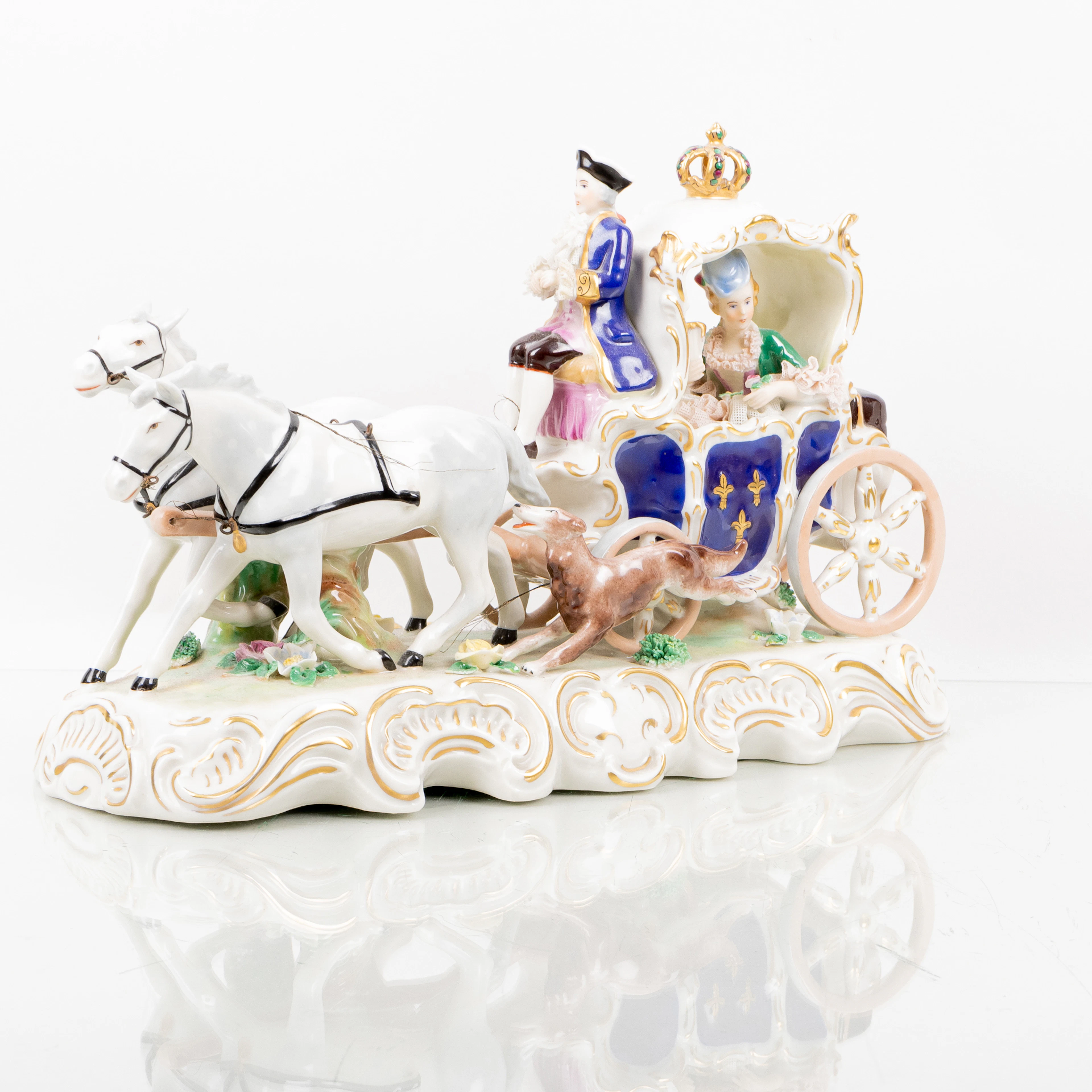 GRUPO de figuras, porcelana, Dresde, Alemania, siglo XX