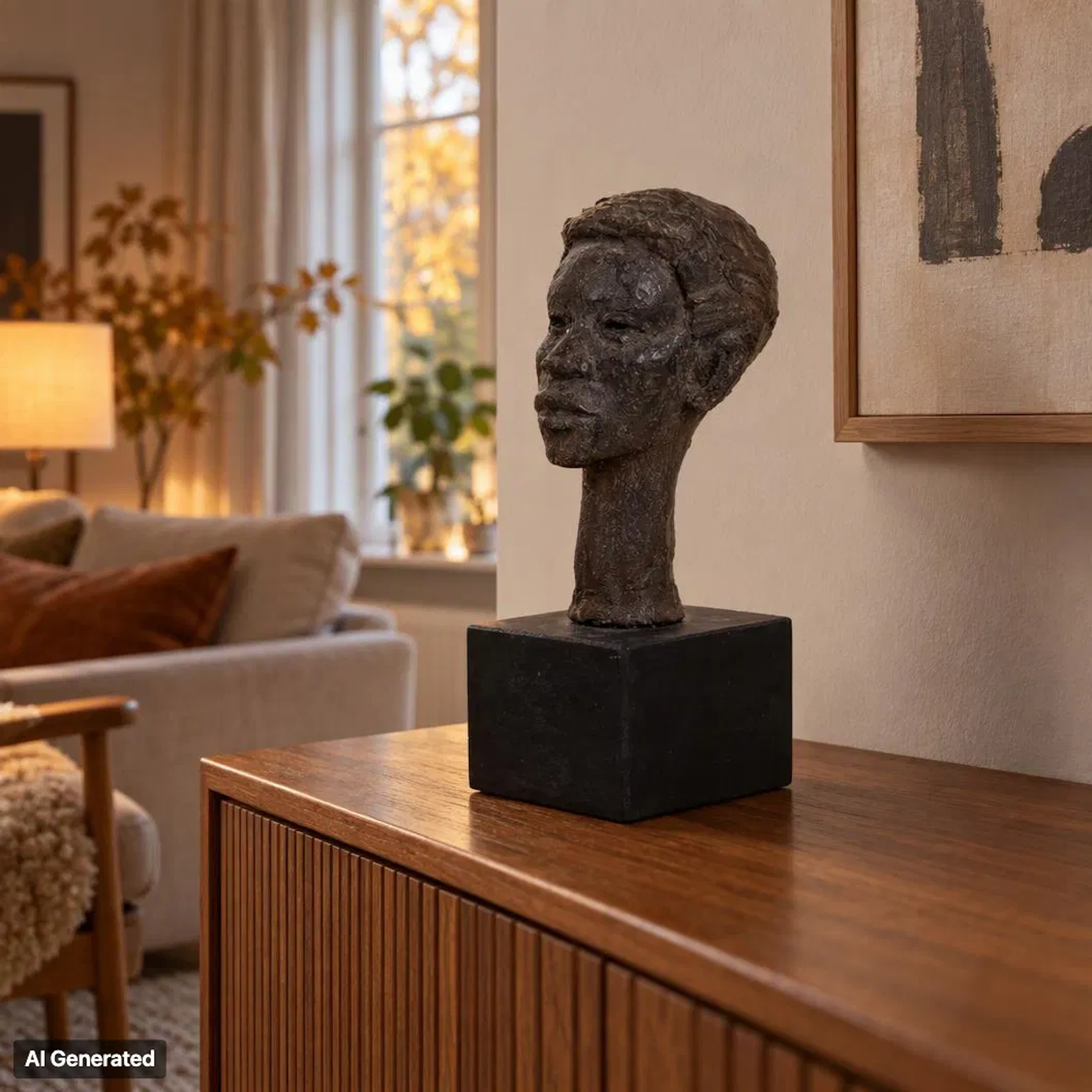 MAGNUS RINGBORG, una escultura, yeso pintado, monograma firmado