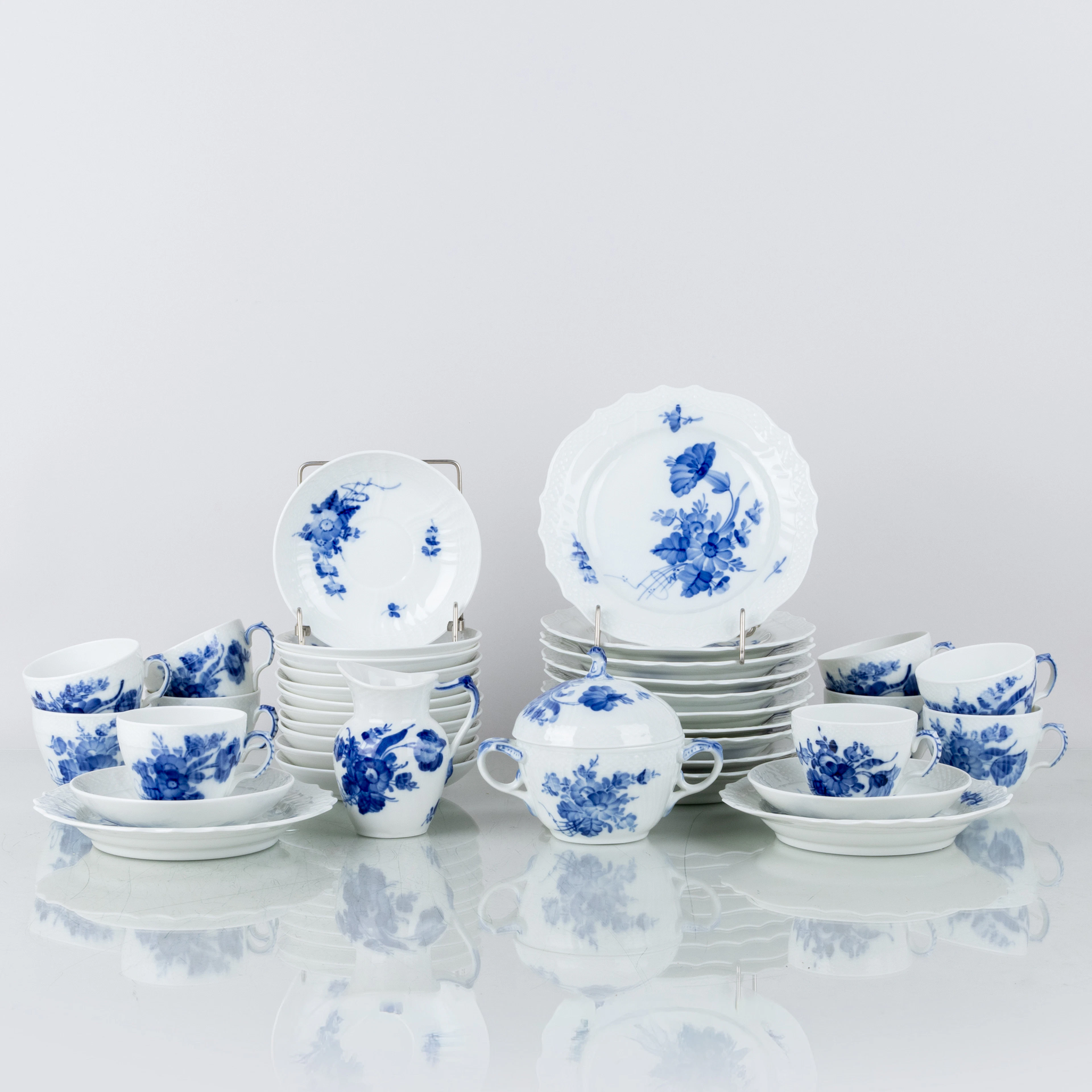 ROYAL COPENHAGEN, 24 piece coffee set, for 10 people, "Blue Flower"
