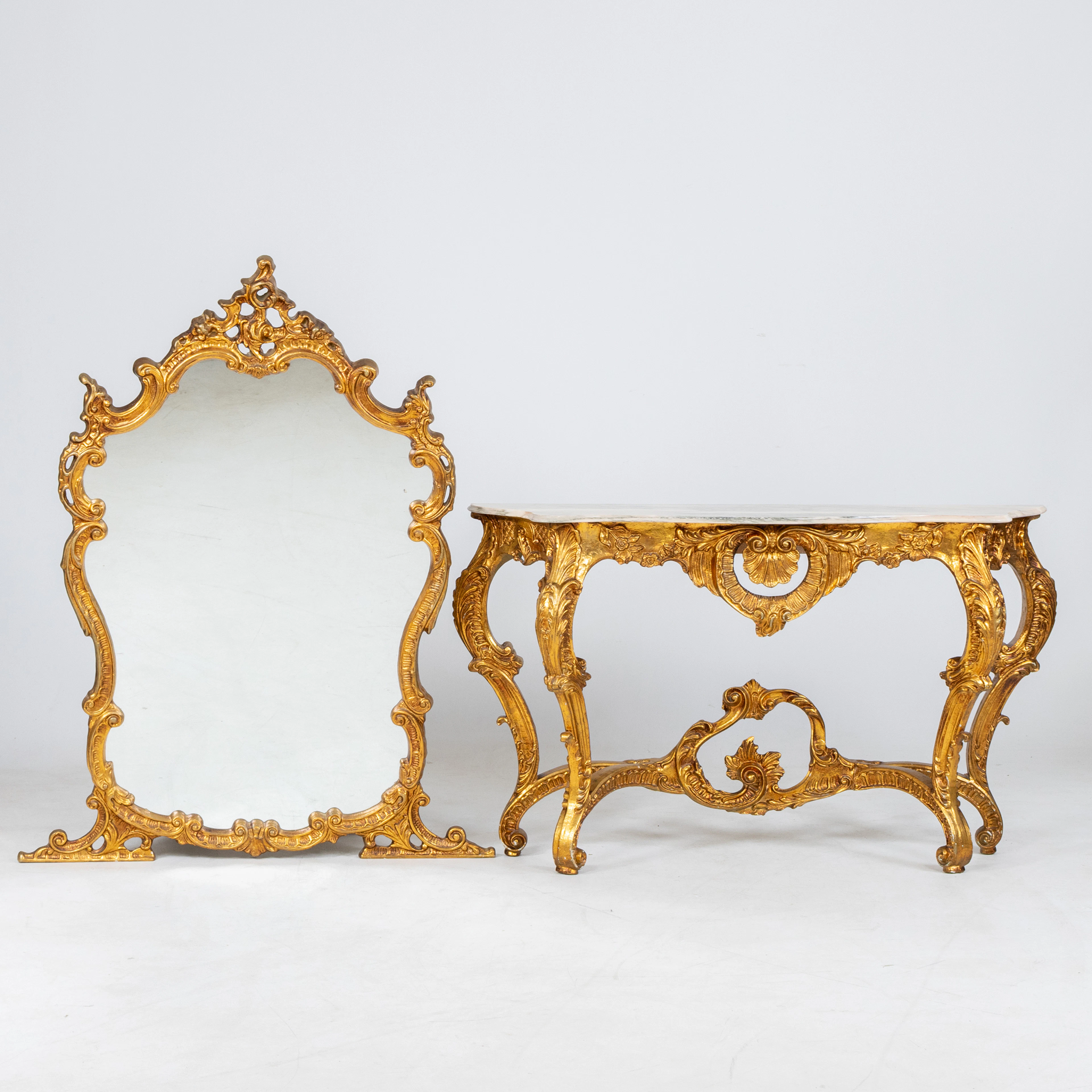 MIRROR WITH CONSOLE TABLE, Louis XIV style, second half of the 20th century