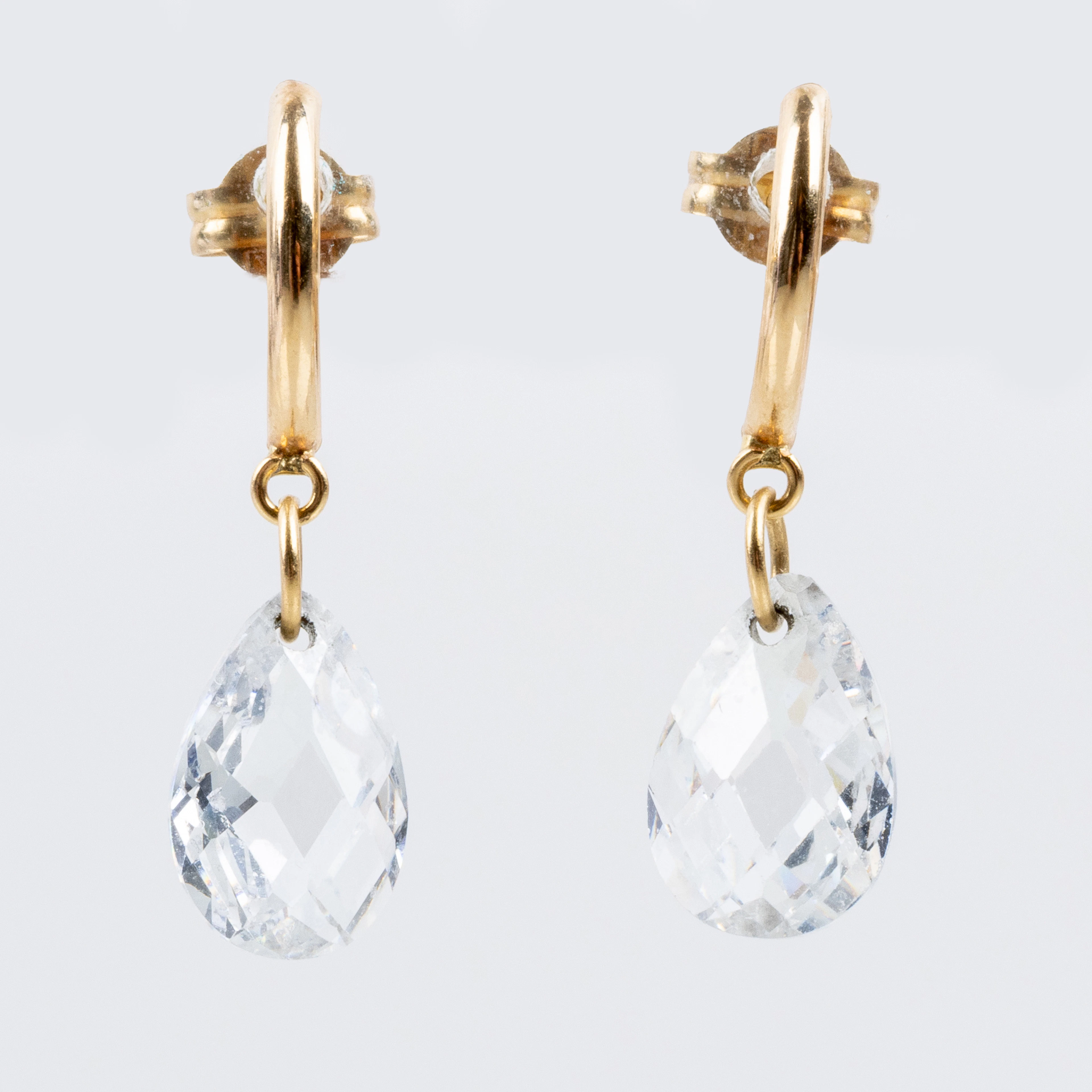 EARRINGS, 1 pair, 18k gold, with white stones, 1900s/2000s