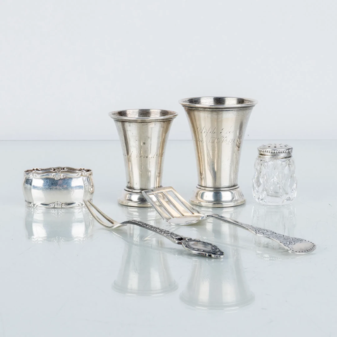 SILVER OBJECTS, 6 parts, silver, 1900s