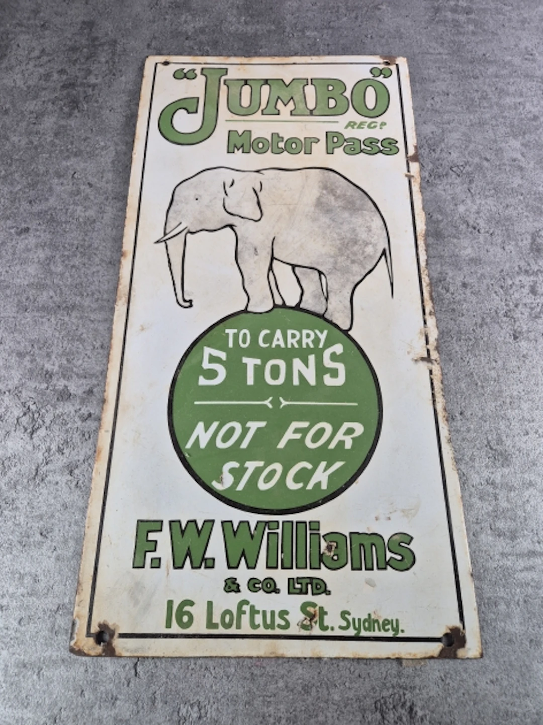 Plåtskylt. "Jumbo".