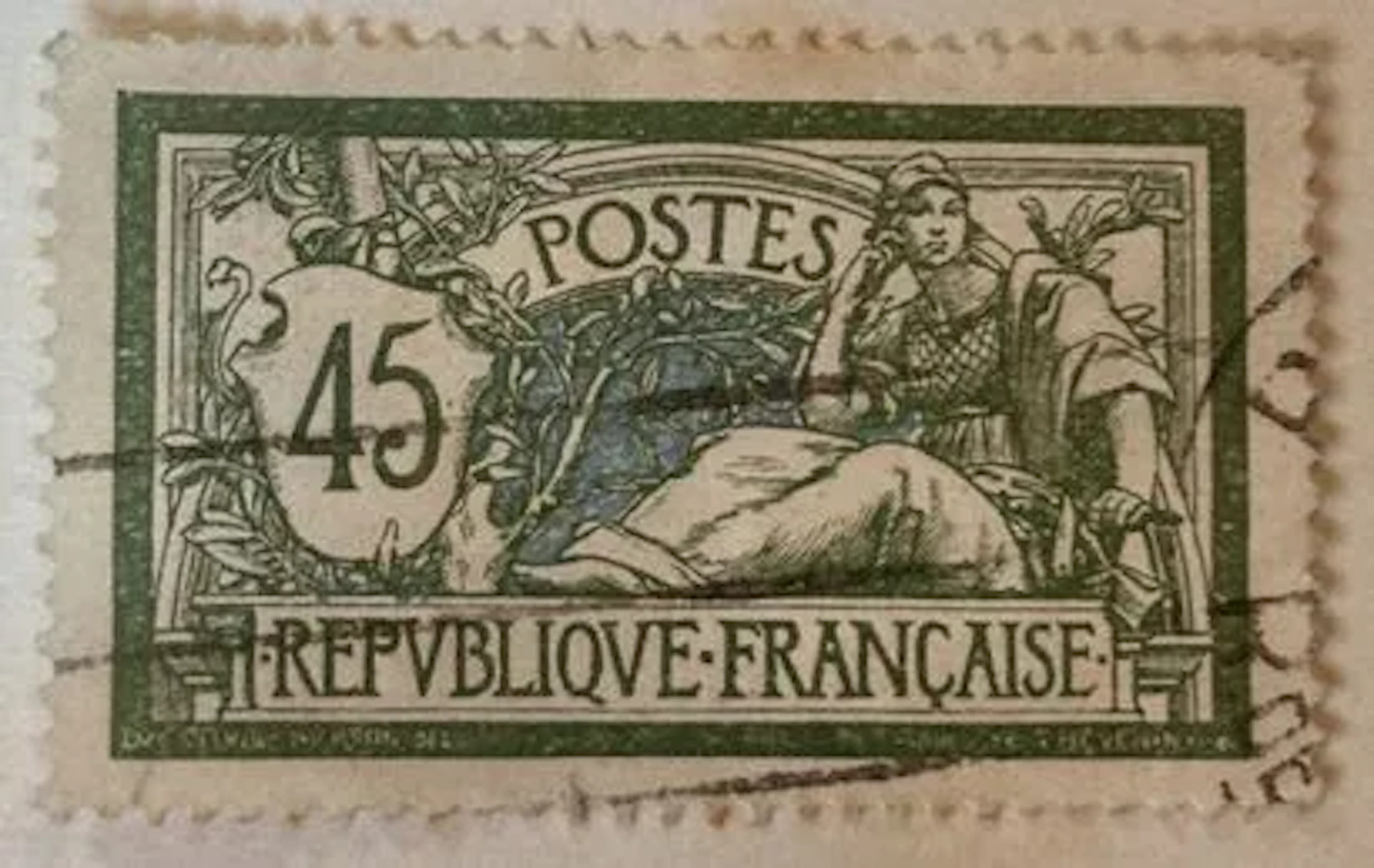 FRANCE — TYPE MERSON — 45 CENTIMES VERT ET BLEU - Lot 202