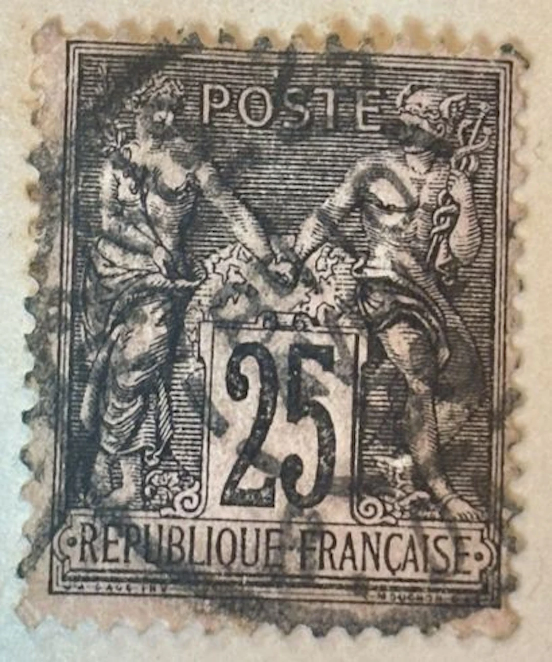 FRANCE — TYPE SAGE — 25 CENTIMES NOIR SUR ROSE - Lot 218
