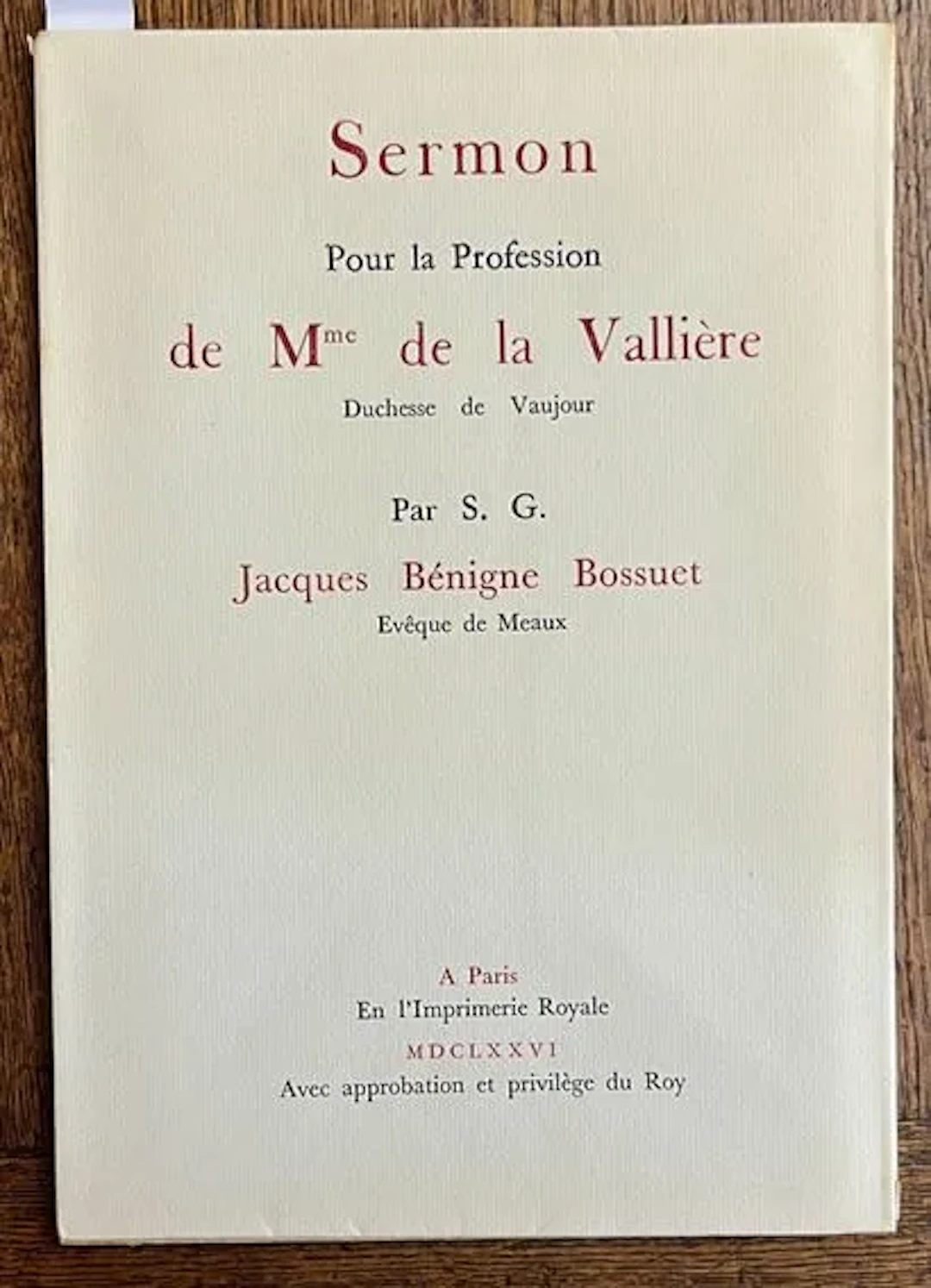 BOSSUET — Sermon pour la Profession de Mme de La Vallière - Lot 41