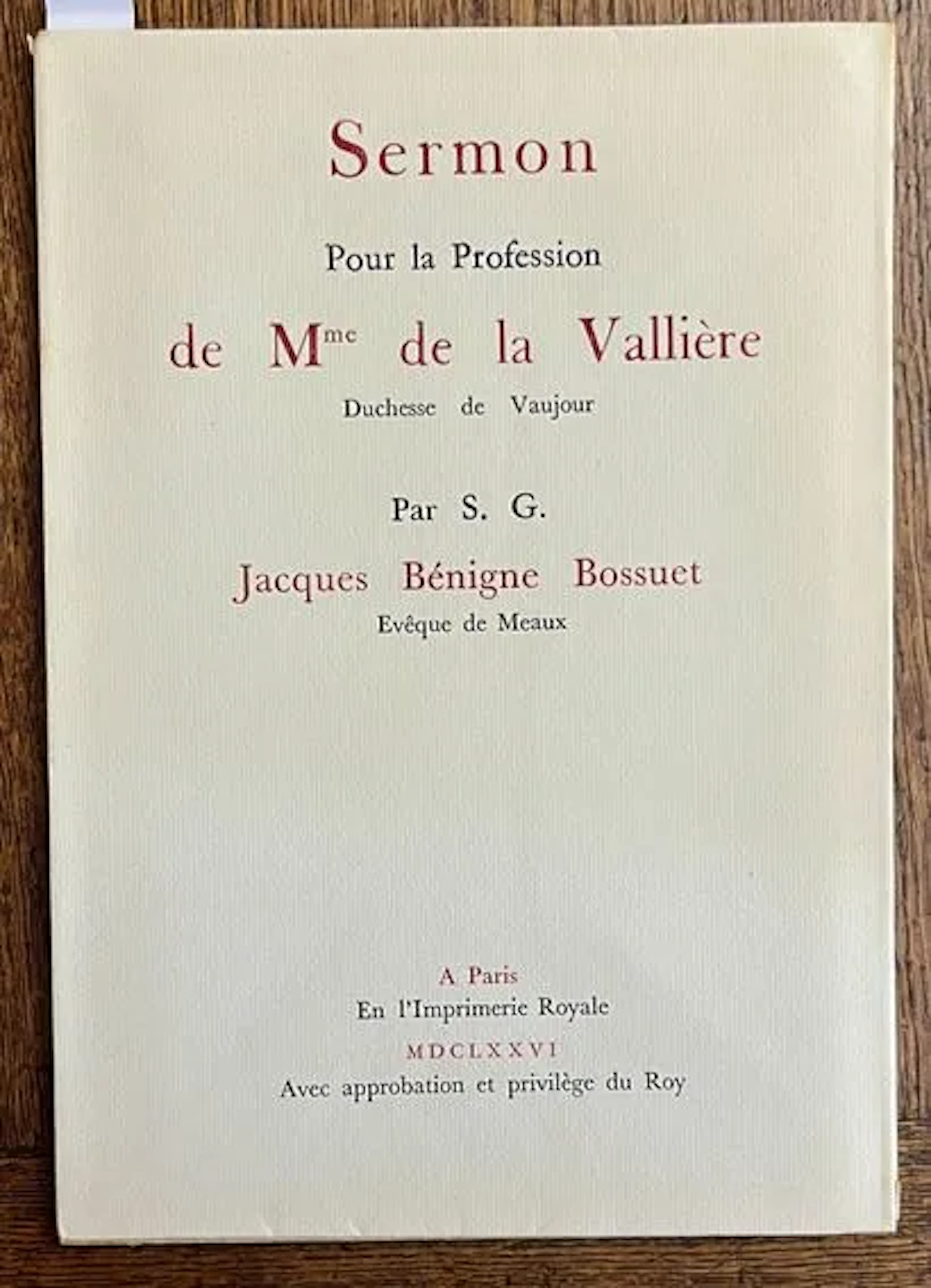 BOSSUET — Sermon pour la Profession de Mme de La Vallière - Lot 41