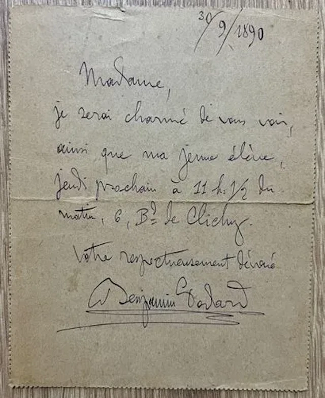 GODARD (Benjamin) (1849–1895), French composer, violinist, a - Lot 179