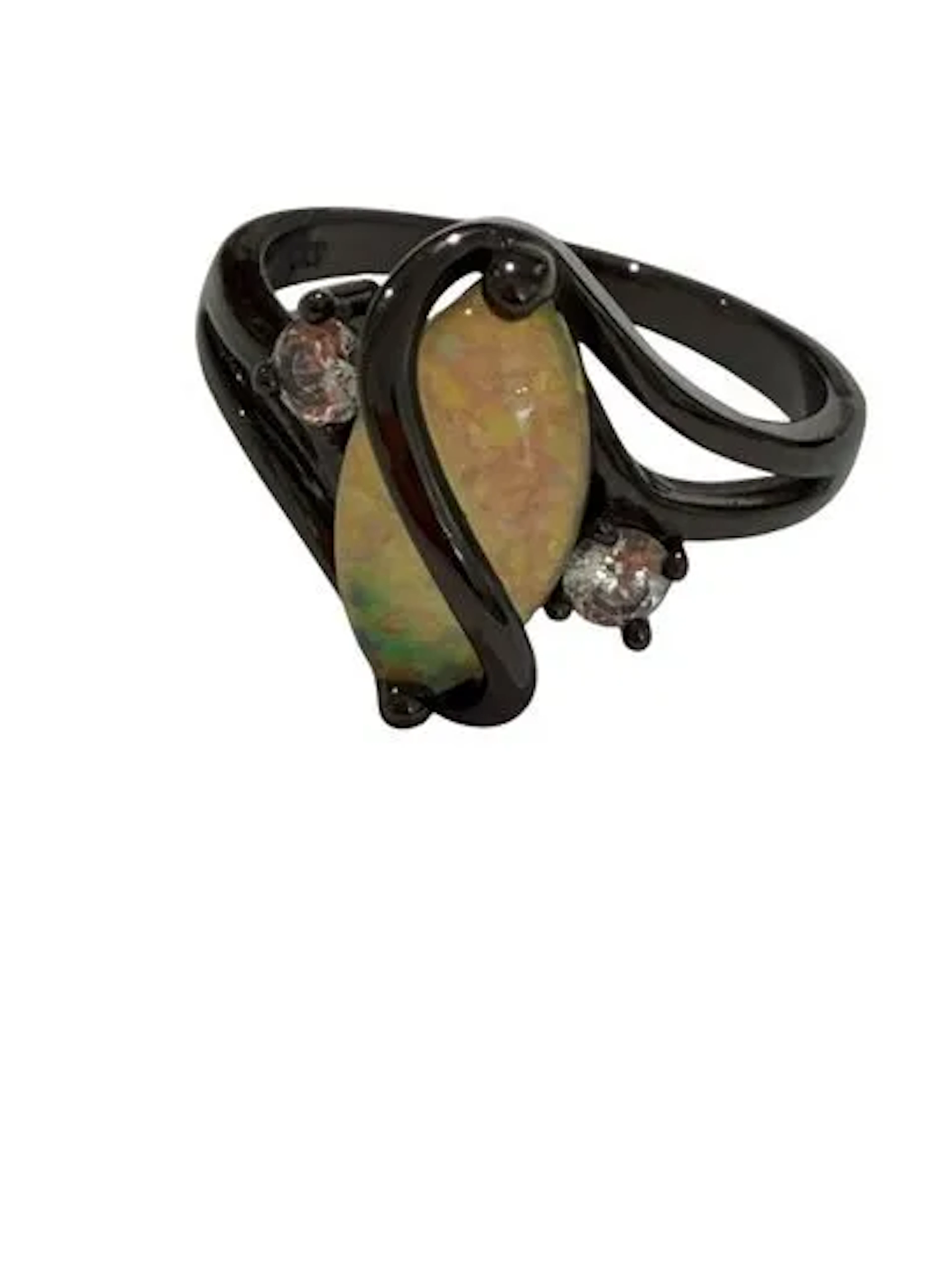 BAGUE CARBONE ET OPALE - Lot 65