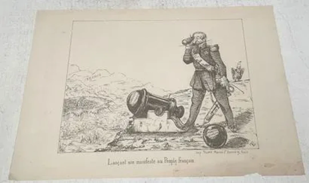 [Political caricature]. Presenting his manifesto to the Fren - Lot 22