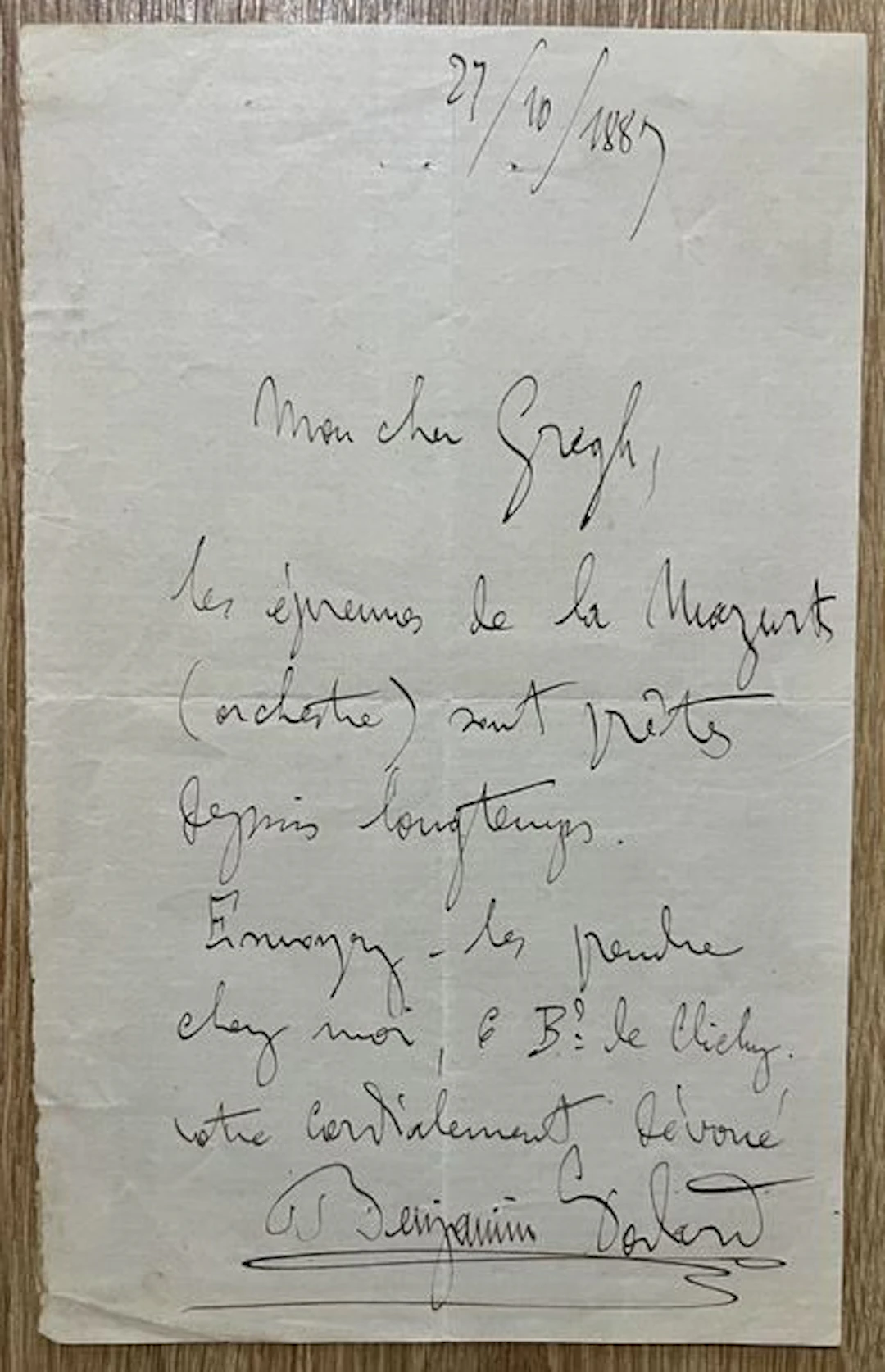 GODARD (Benjamin) (1849–1895), French composer and conductor - Lot 177