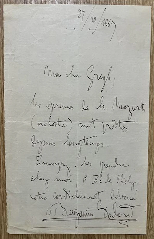 GODARD (Benjamin) (1849–1895), French composer and conductor - Lot 177