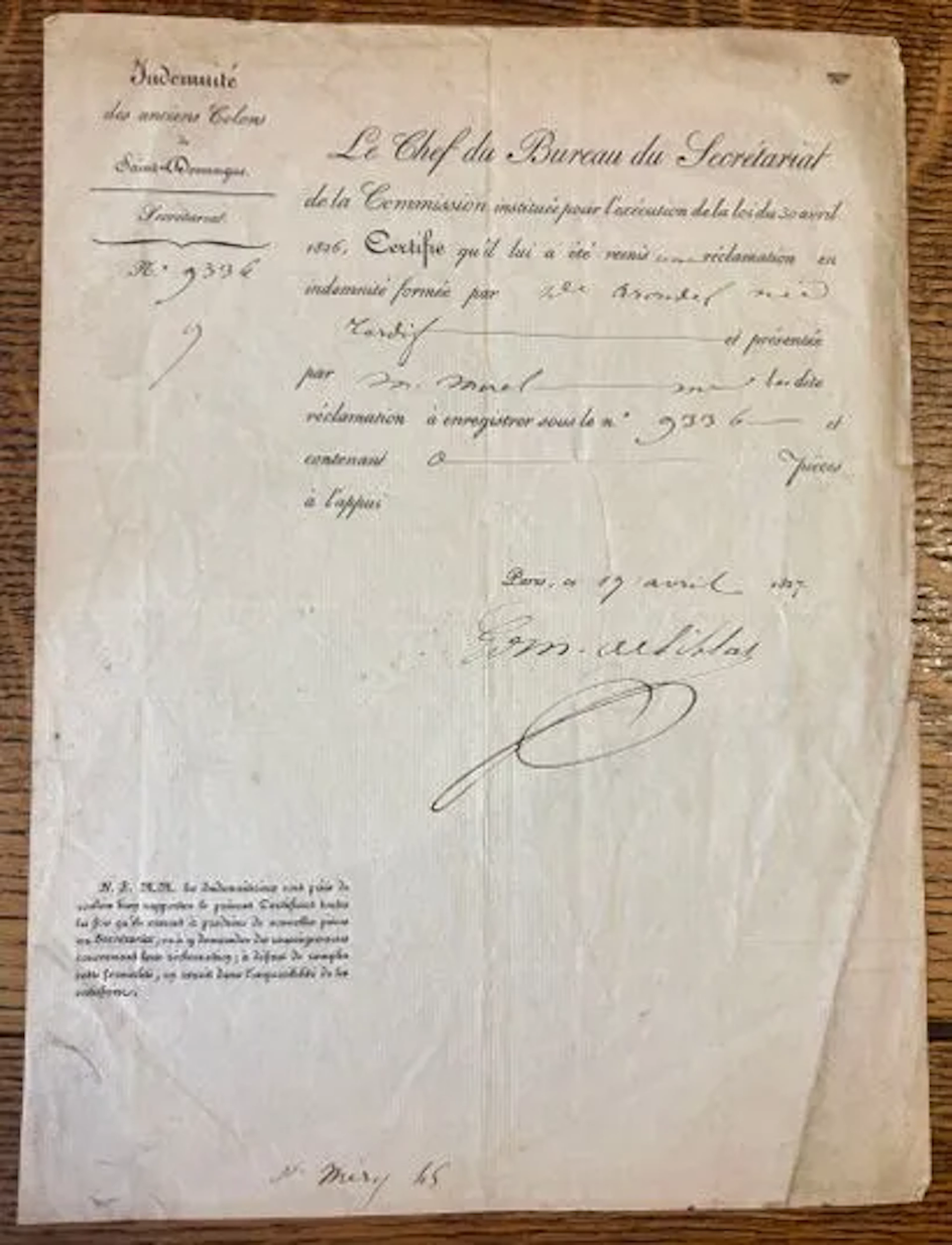 COMMISSION FOR THE COMPENSATION OF FORMER COLONISTS OF SAINT - Lot 84