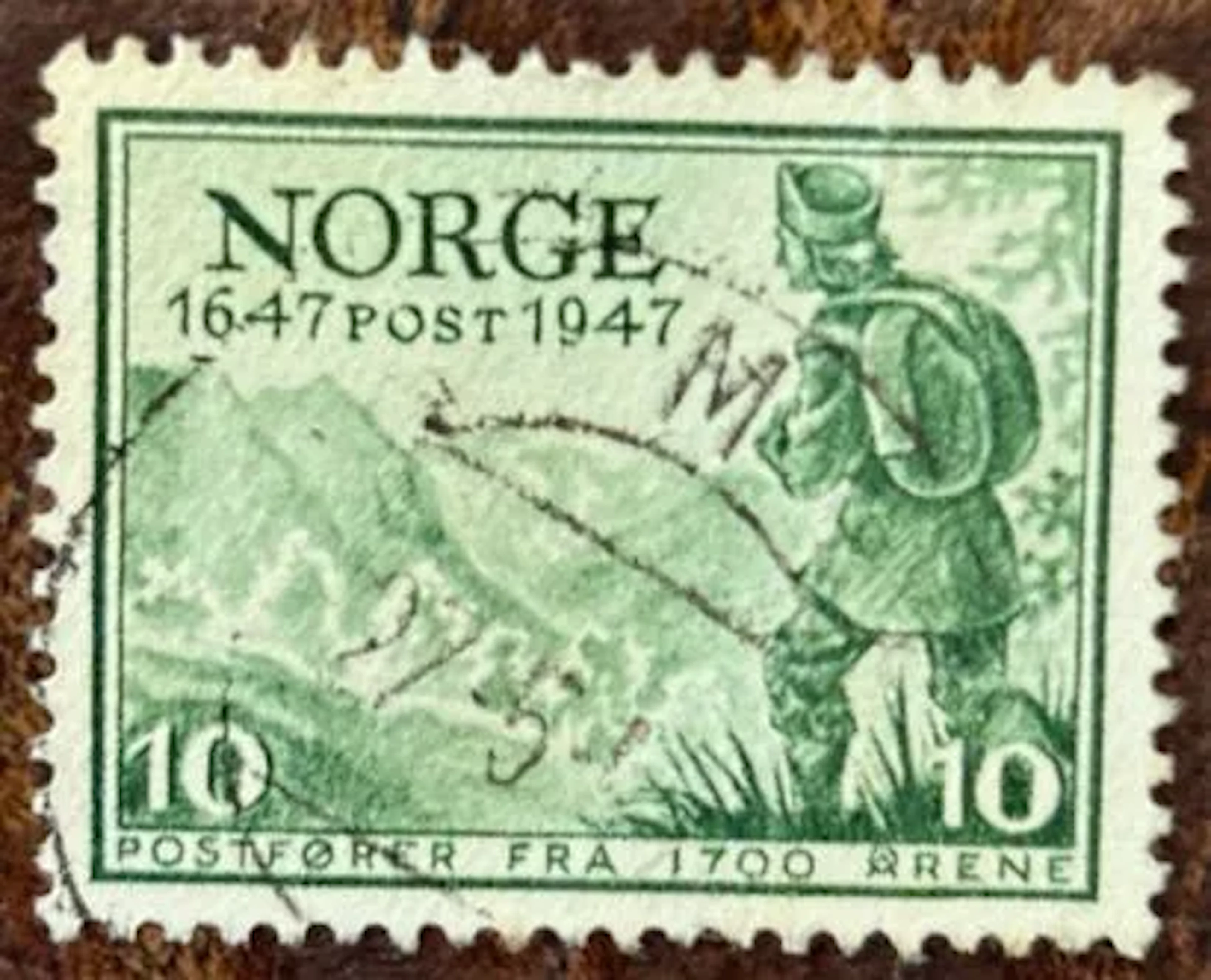 NORVÈGE — Tricentenaire de la poste — Postier à ski — 10 øre - Lot 235